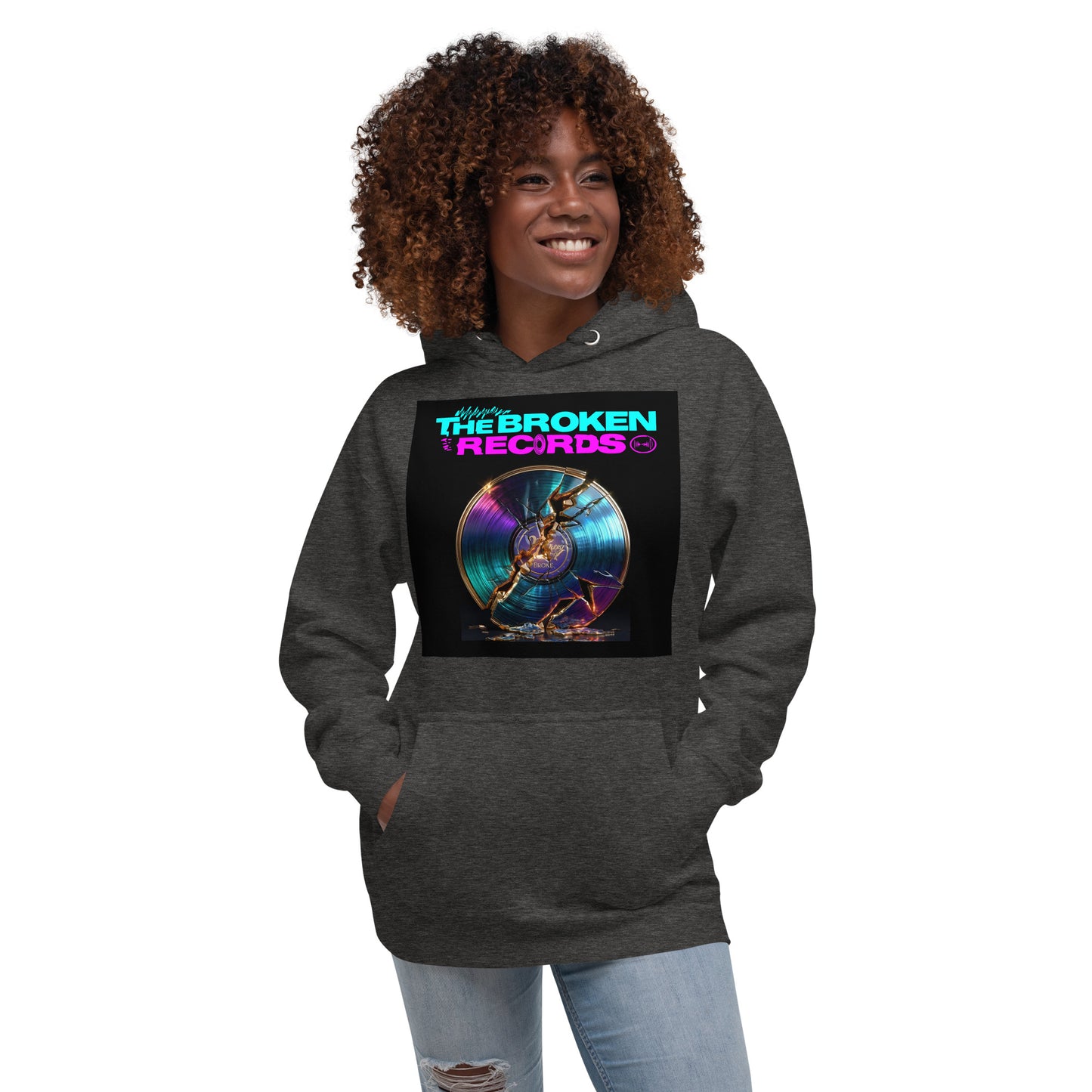 The Broken Records Album Unisex Rock Band Hoodie - Charcoal Heather 