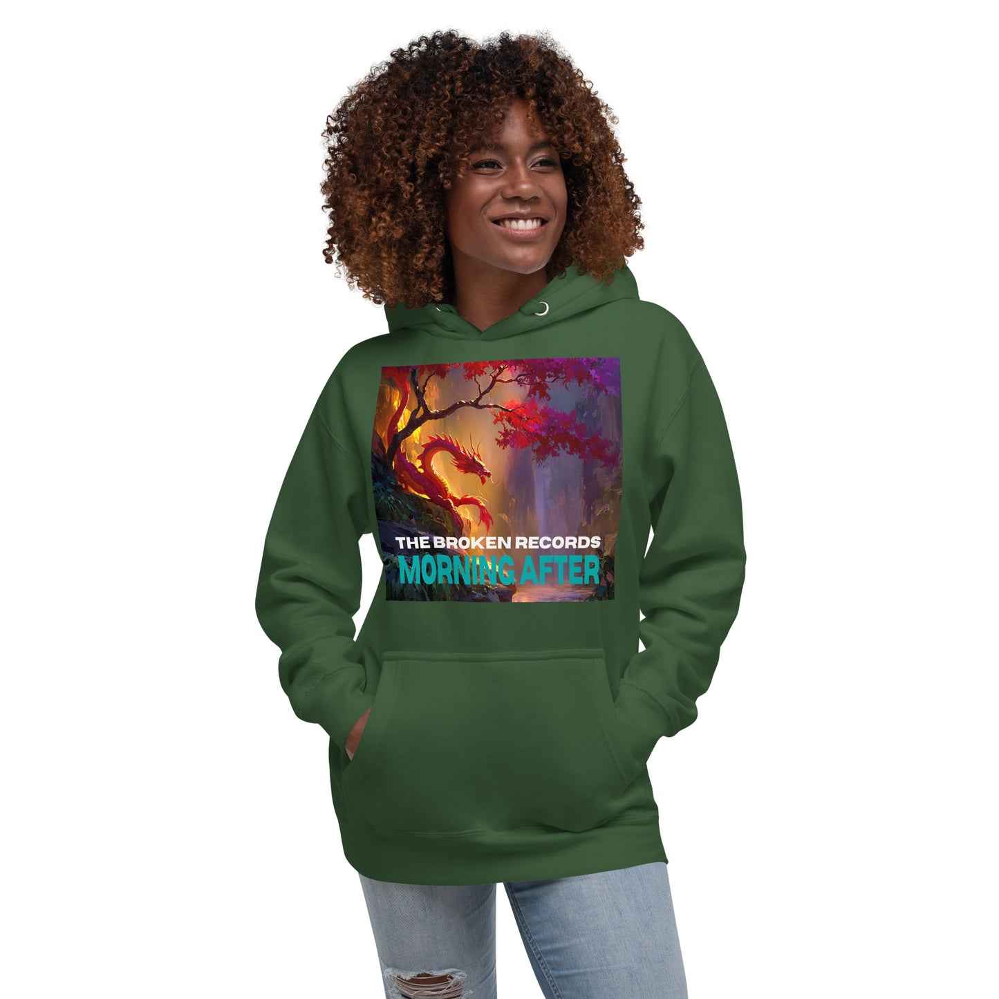 Morning After Red Dragon 1 Unisex Rock Band Hoodie - Forest Green 
