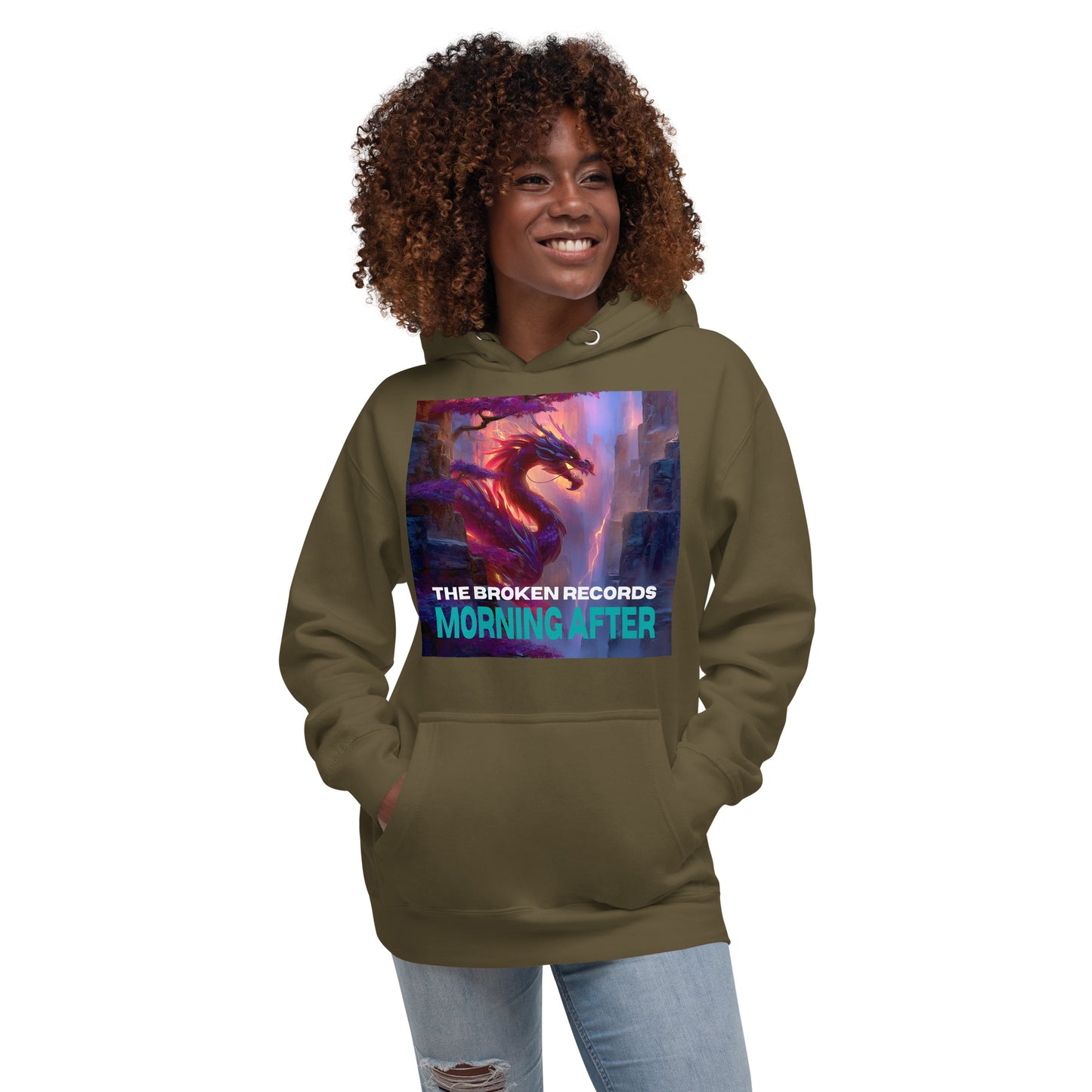 Morning After Red Dragon 2 Unisex Rock Band Hoodie - Military Green 