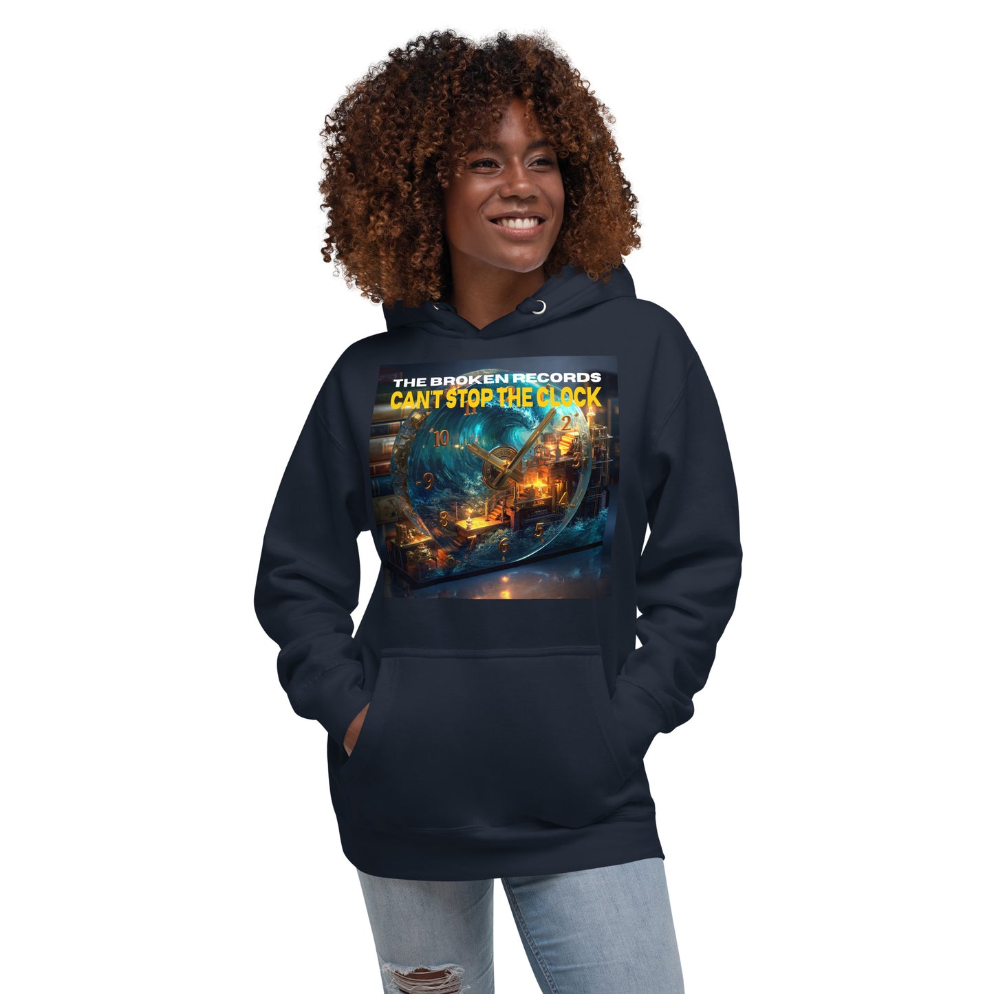Can't Stop the Clock 1 Unisex Rock Band Hoodie - Navy