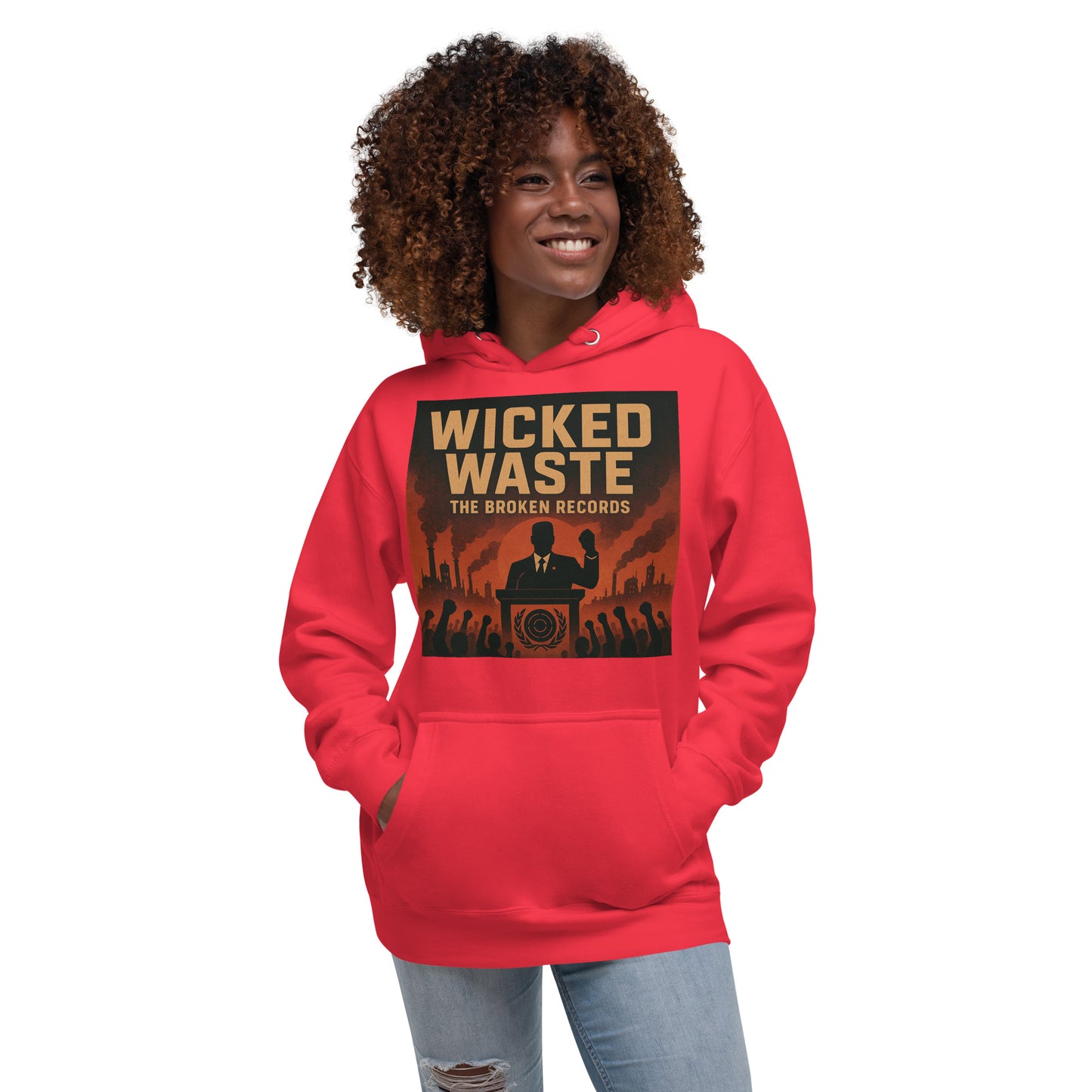 Wicked Waste Unisex Rock Band Hoodie - Red