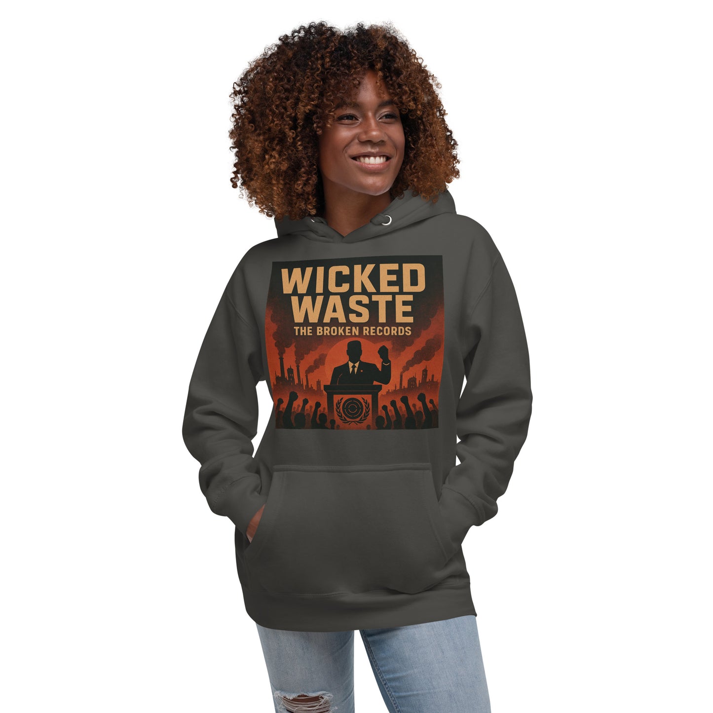 Wicked Waste Unisex Rock Band Hoodie - Vintage Black 