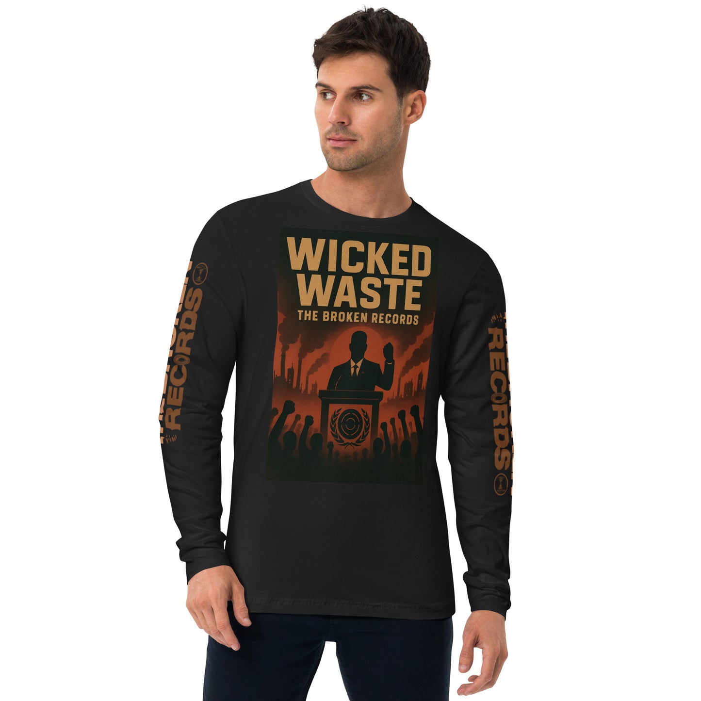 Wicked Waste Long Sleeve Fitted Crew Black