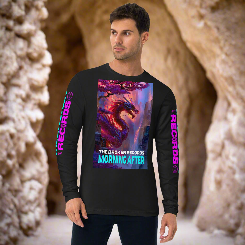 Morning After Red Dragon 2 Long Sleeve Fitted Crew Rock Band T-Shirt - Black