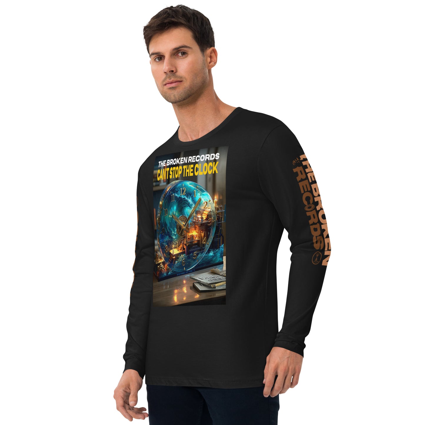 Can't Stop the Clock Long Sleeve Fitted Crew Black