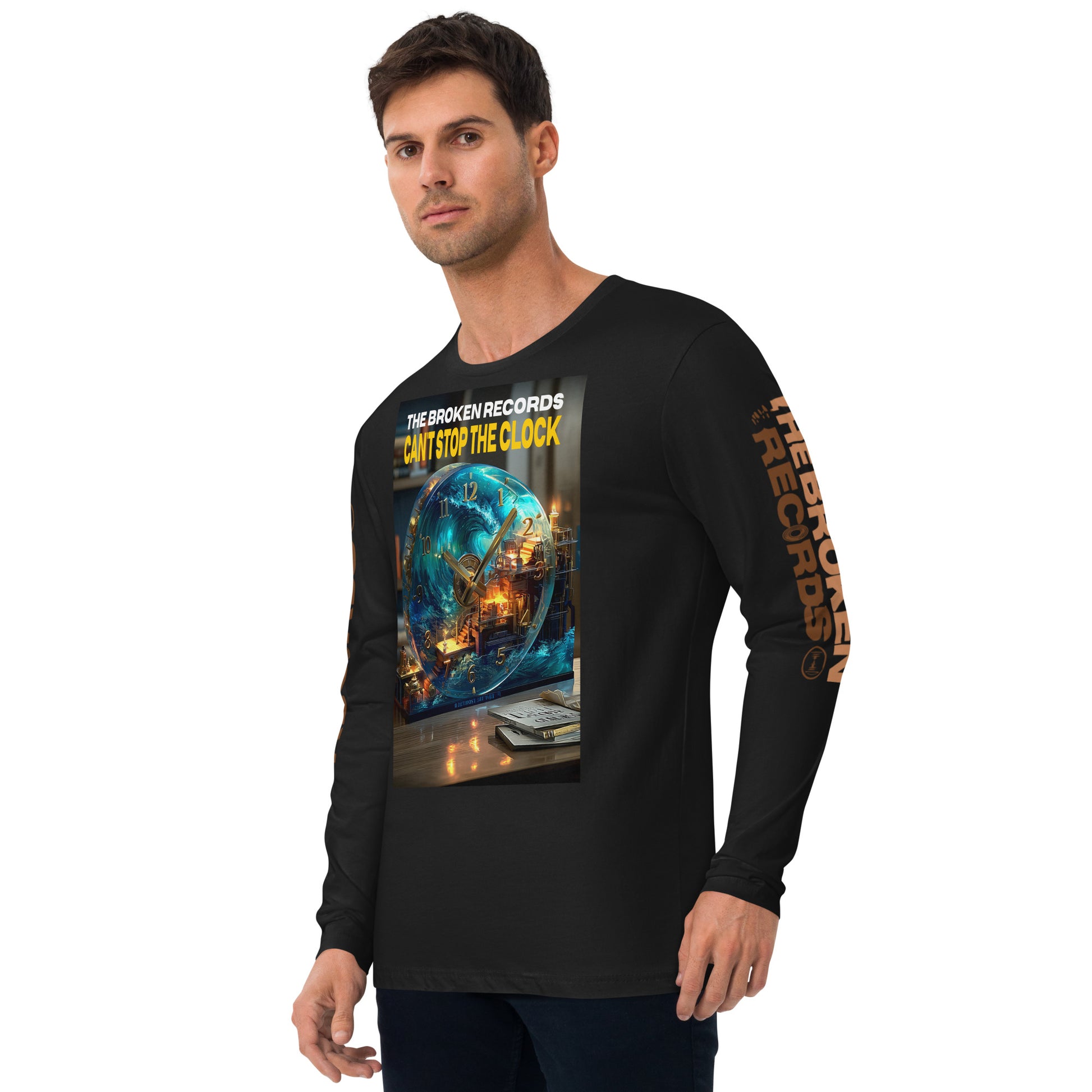 Can't Stop the Clock Long Sleeve Fitted Crew Black