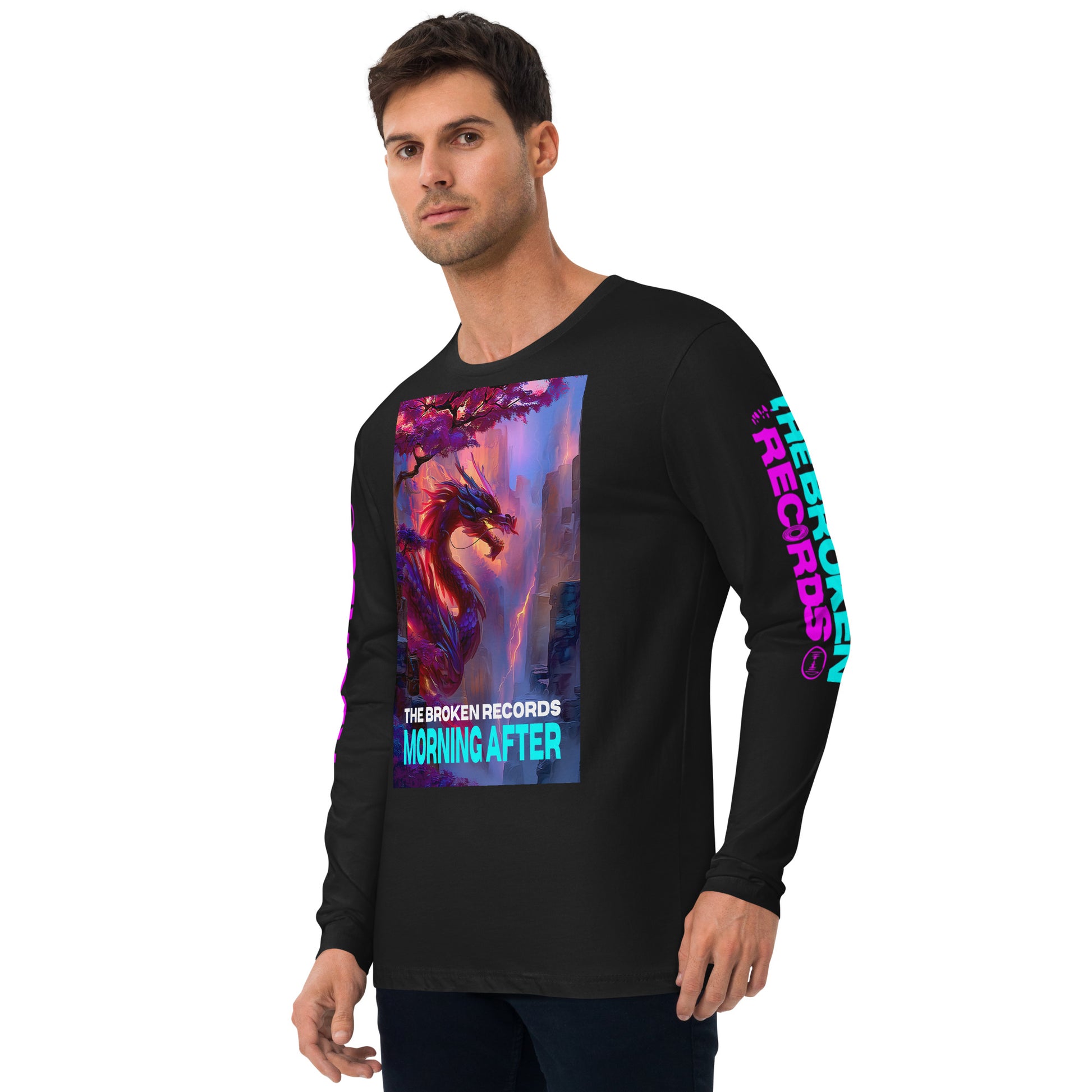 Morning After Red Dragon Long Sleeve Fitted Crew Black 