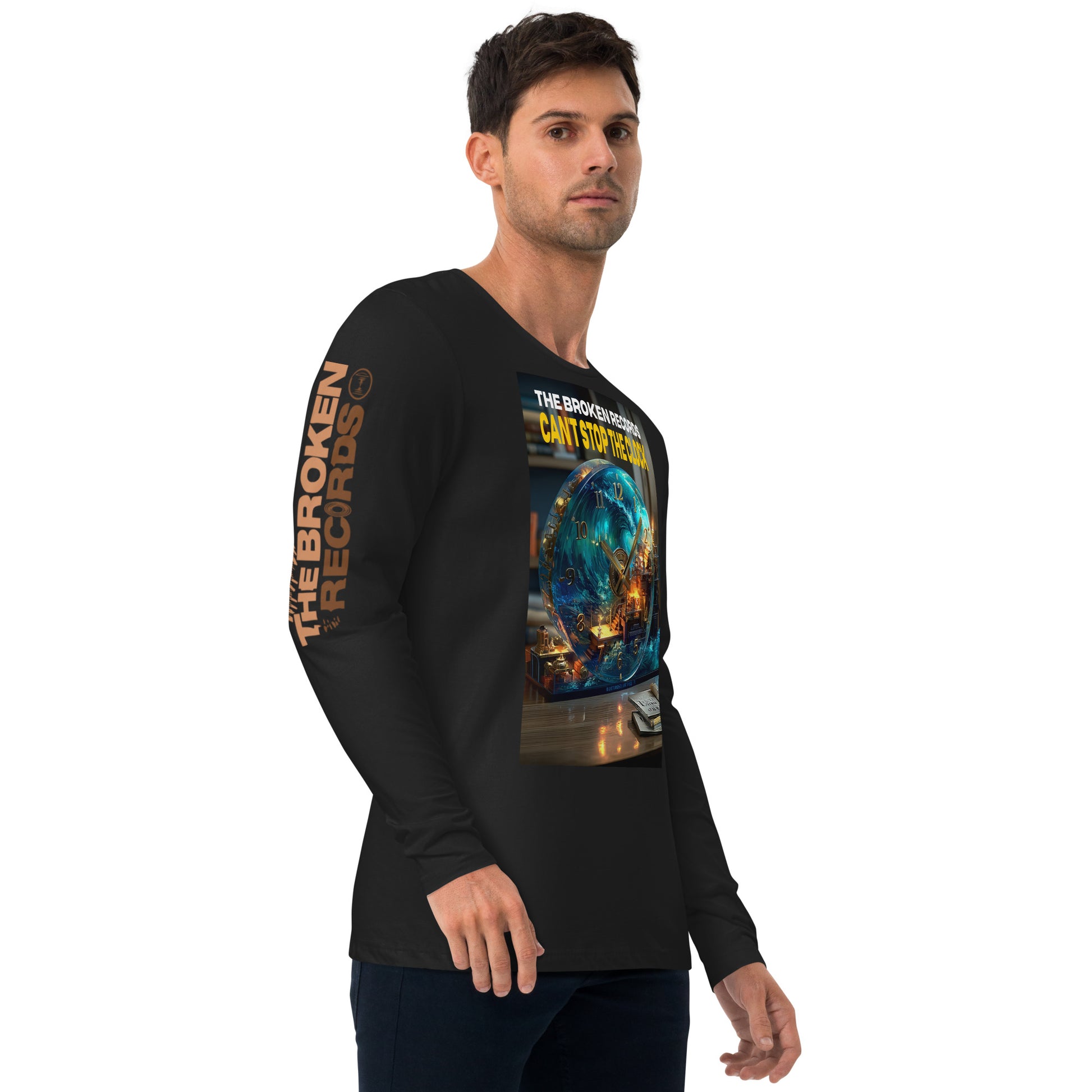 Can't Stop the Clock Long Sleeve Fitted Crew Black