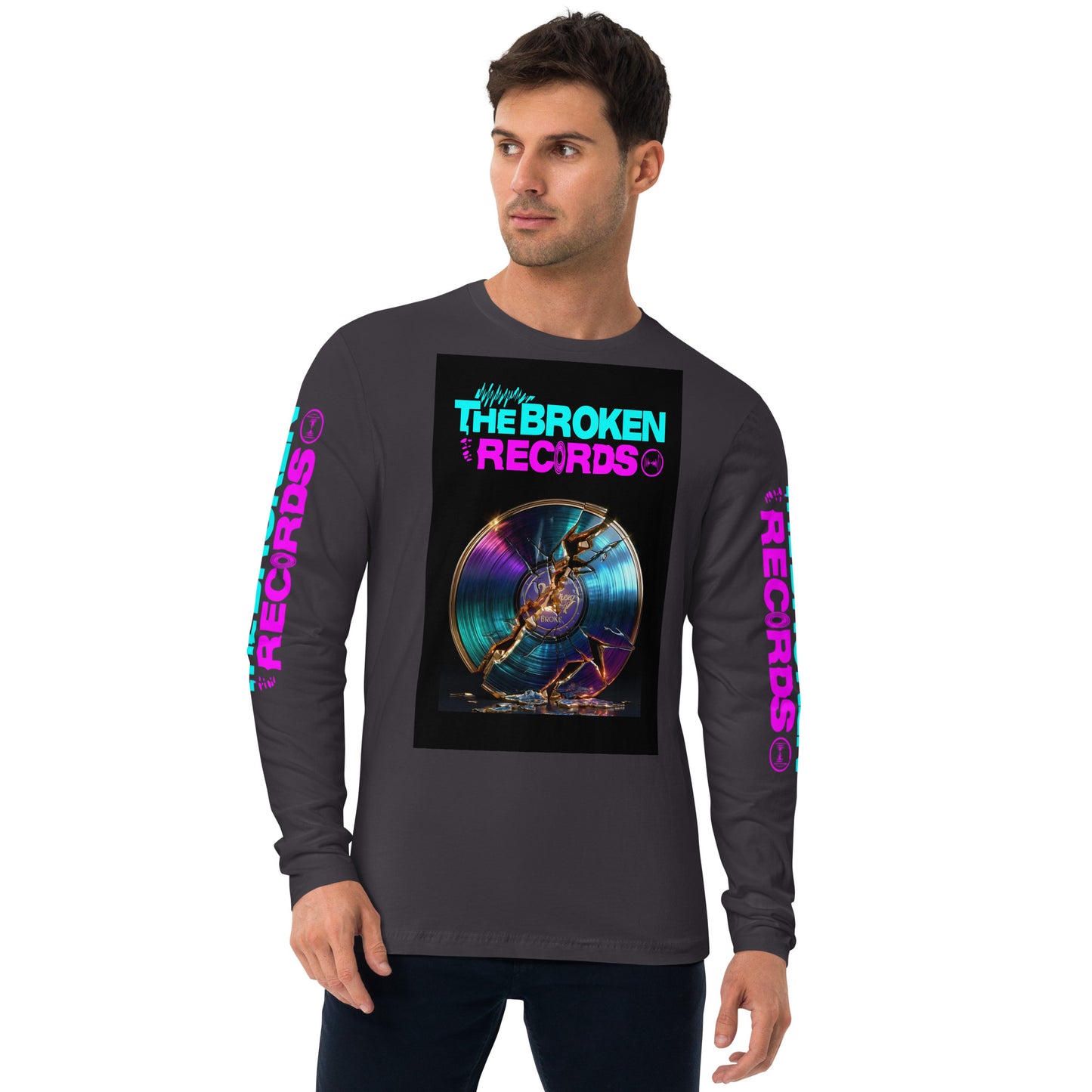 The Broken Records Album Long Sleeve Fitted Crew Heavy Metal 