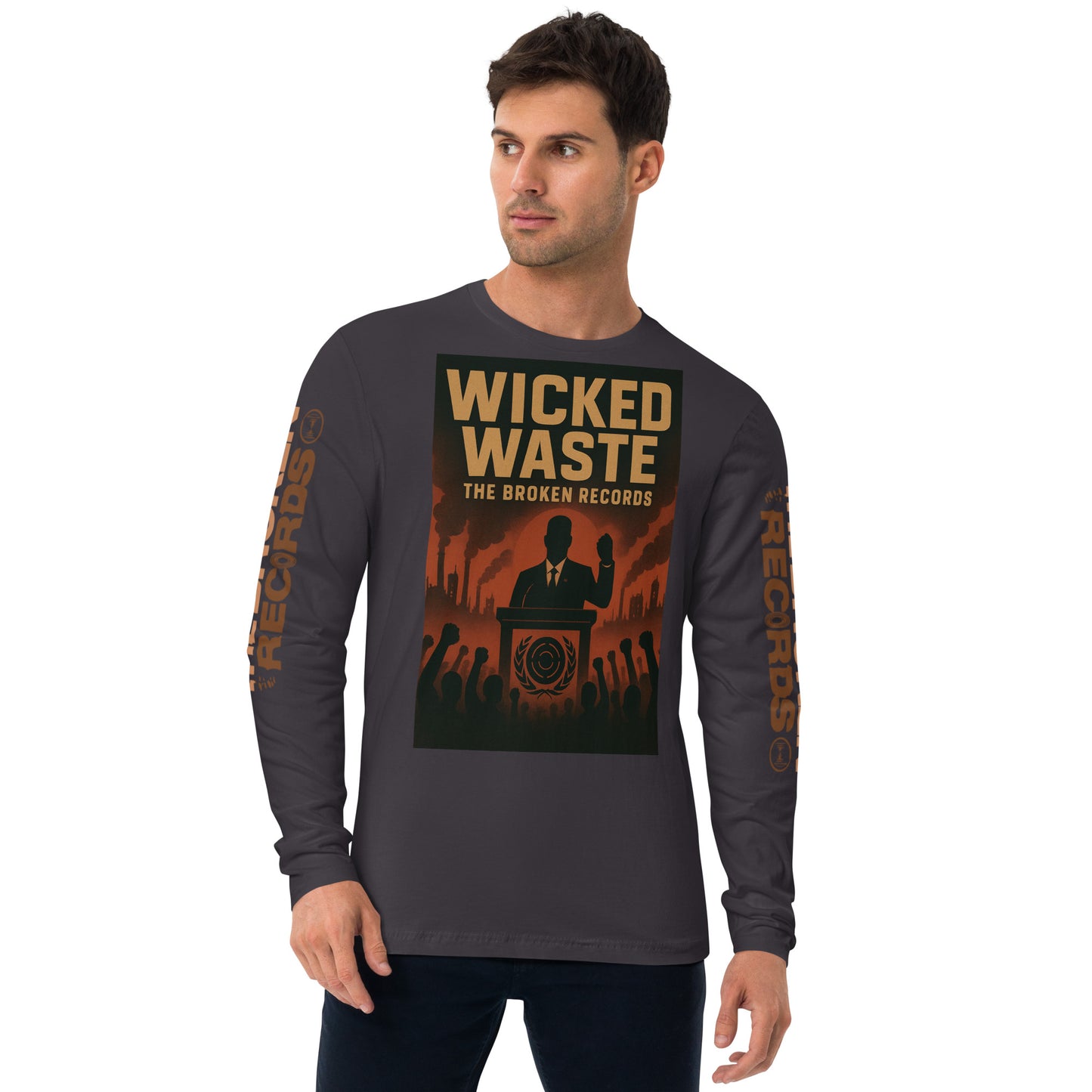 Wicked Waste Long Sleeve Fitted Crew Heavy Metal 