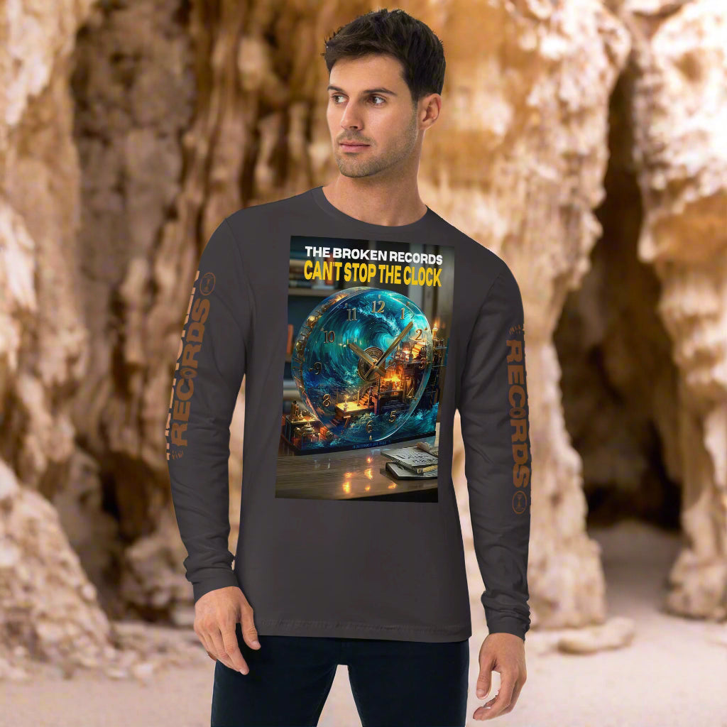 Can't Stop the Clock 1 Long Sleeve Fitted Crew Rock Band T-Shirt - Heavy Metal