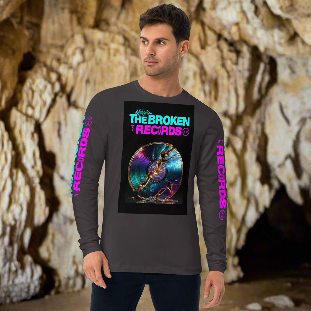 The Broken Records Album Long Sleeve Fitted Crew Rock Band T-Shirt - Heavy Metal