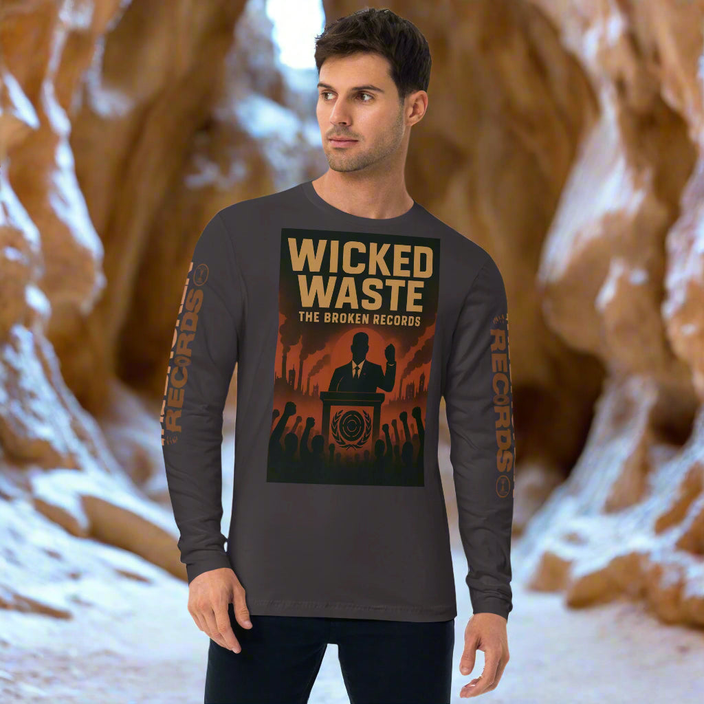 Wicked Waste Long Sleeve Fitted Crew Rock Band T-Shirt - Heavy Metal