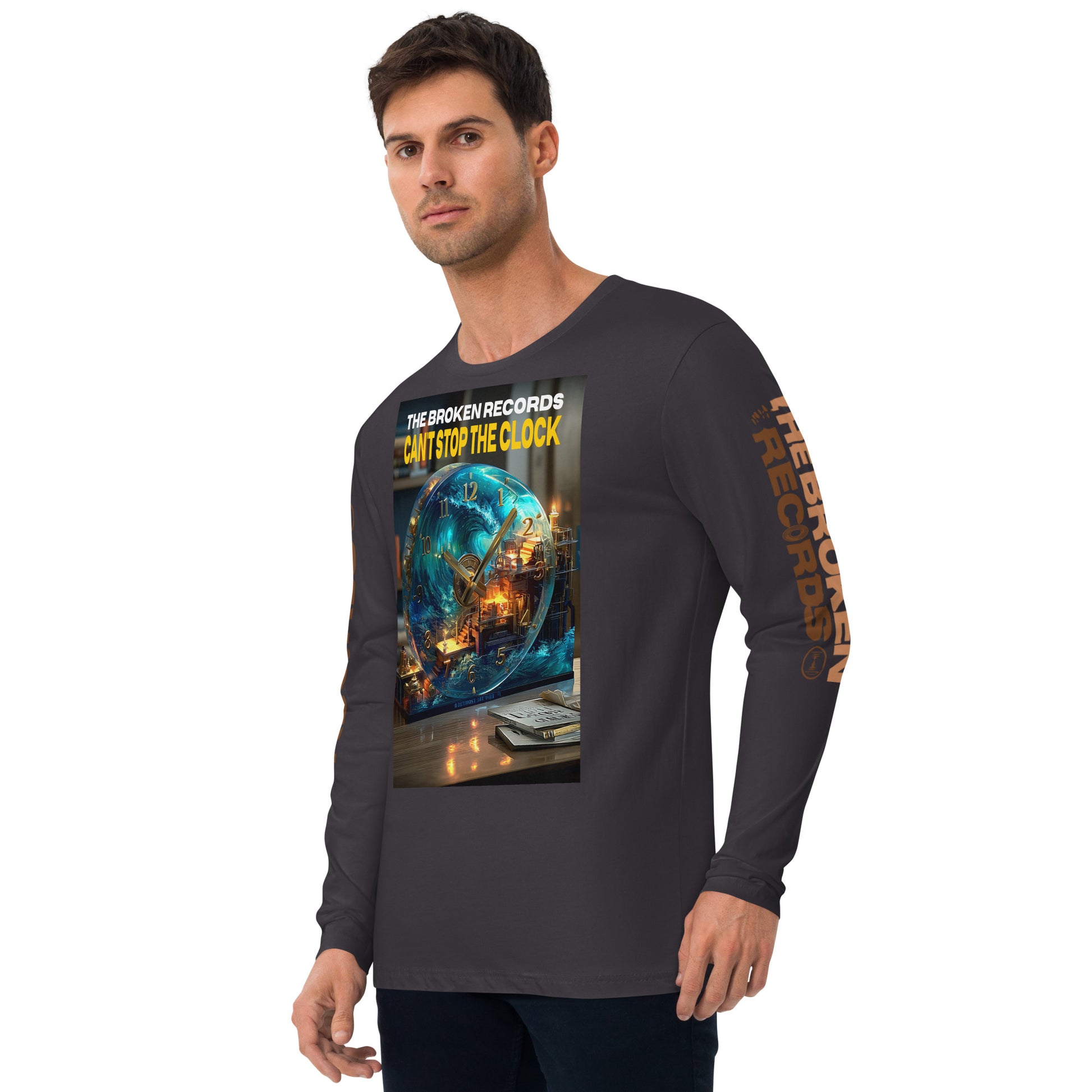 Can't Stop the Clock Long Sleeve Fitted Crew Heavy Metal 