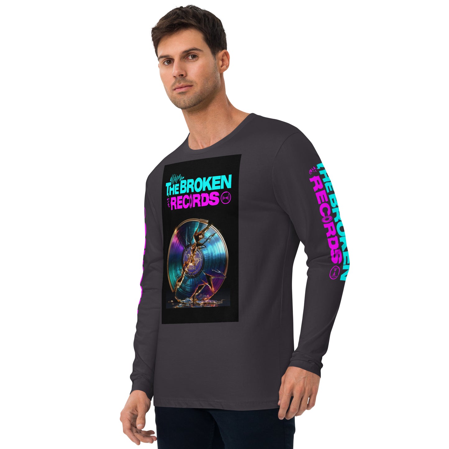 The Broken Records Album Long Sleeve Fitted Crew Heavy Metal 