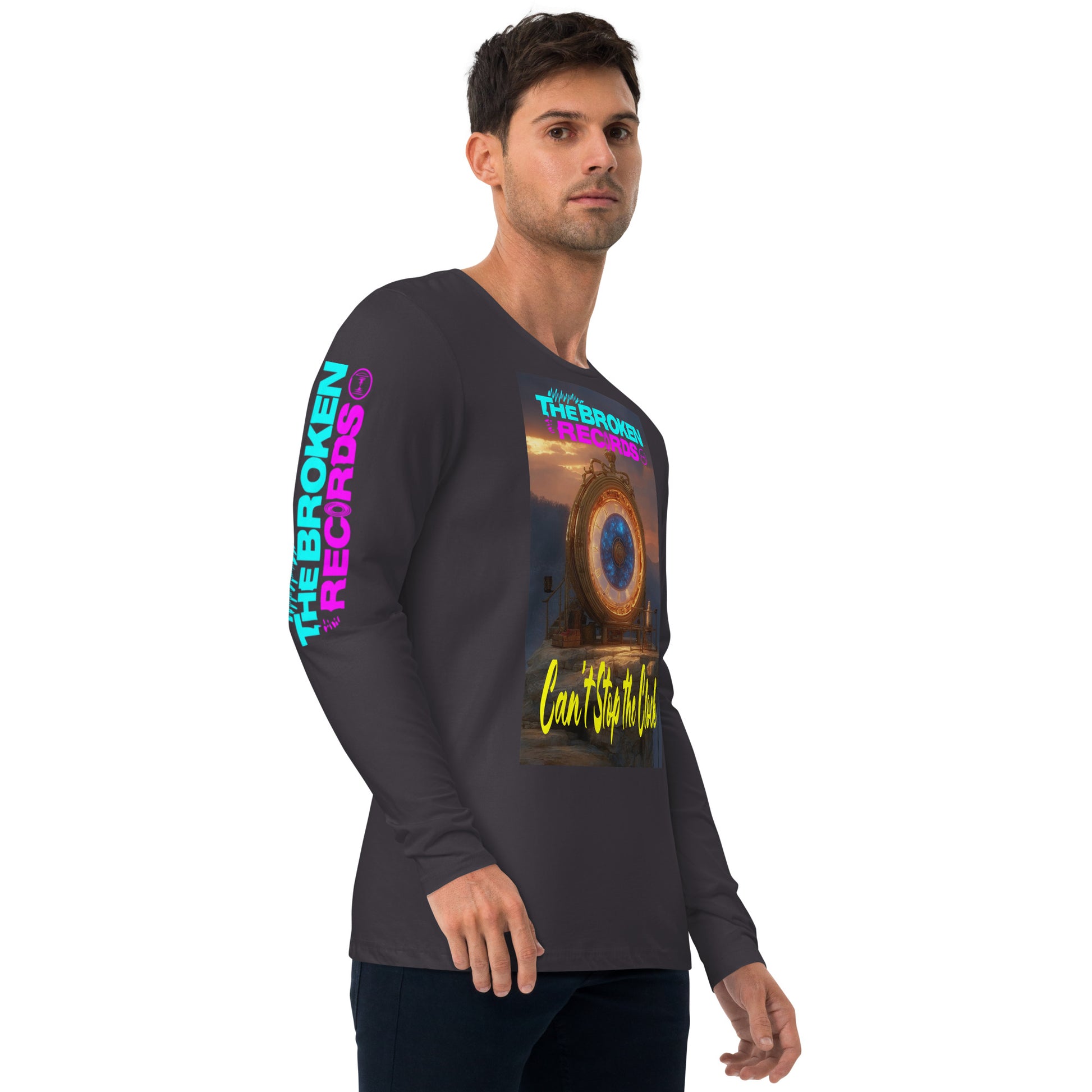 Can't Stop the Clock Long Sleeve Fitted Crew Heavy Metal 