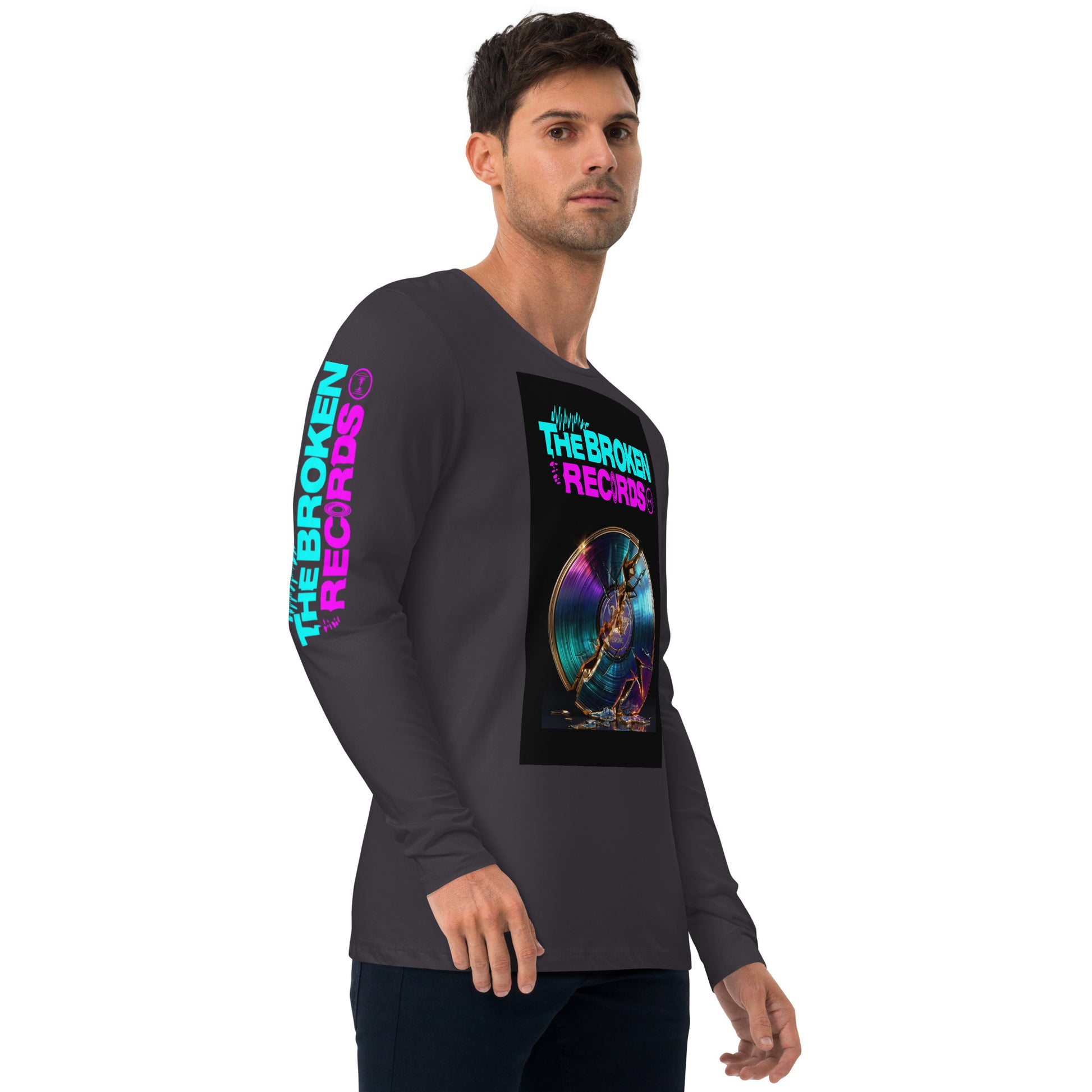 The Broken Records Album Long Sleeve Fitted Crew Heavy Metal 