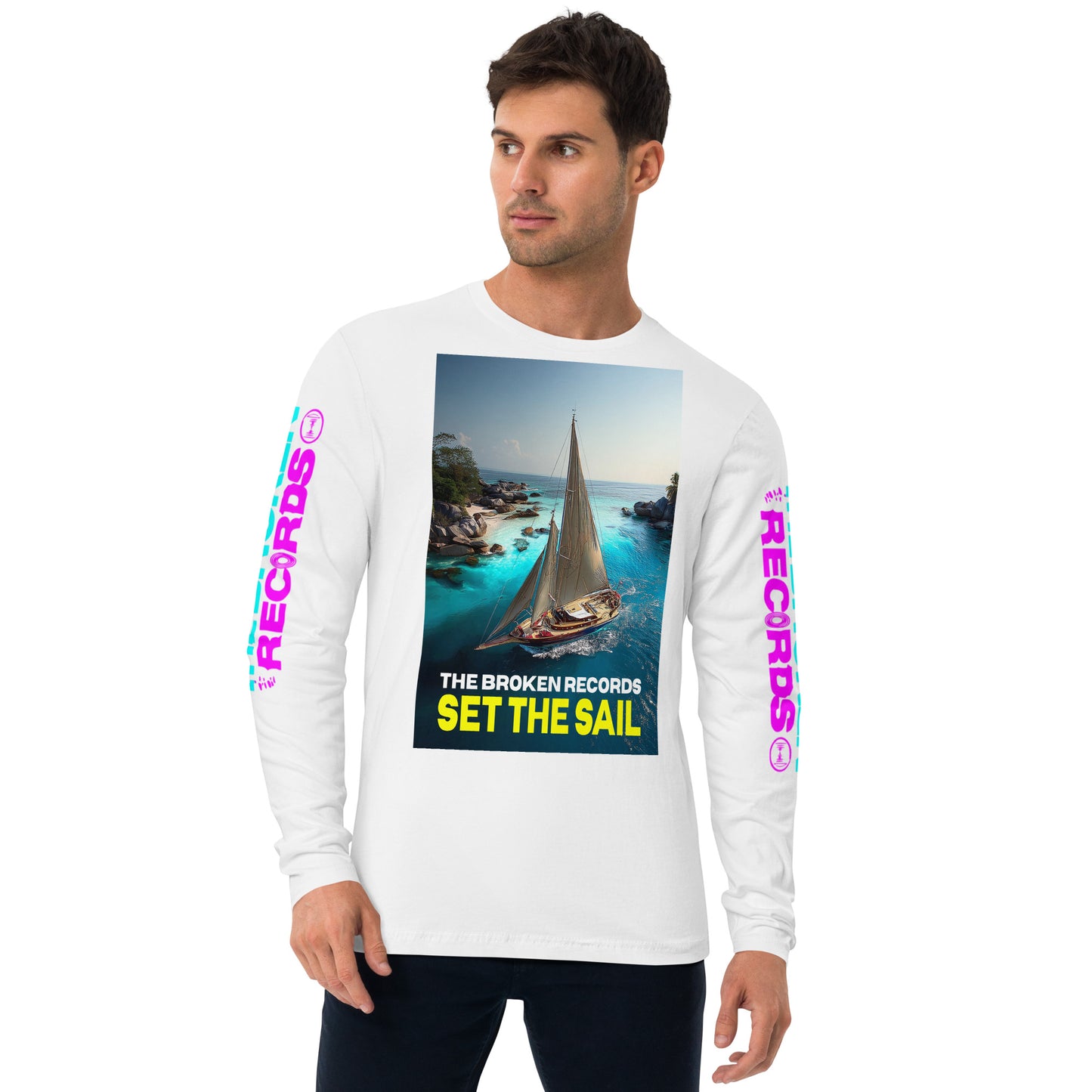 Set the Sail Long Sleeve Fitted Crew White 