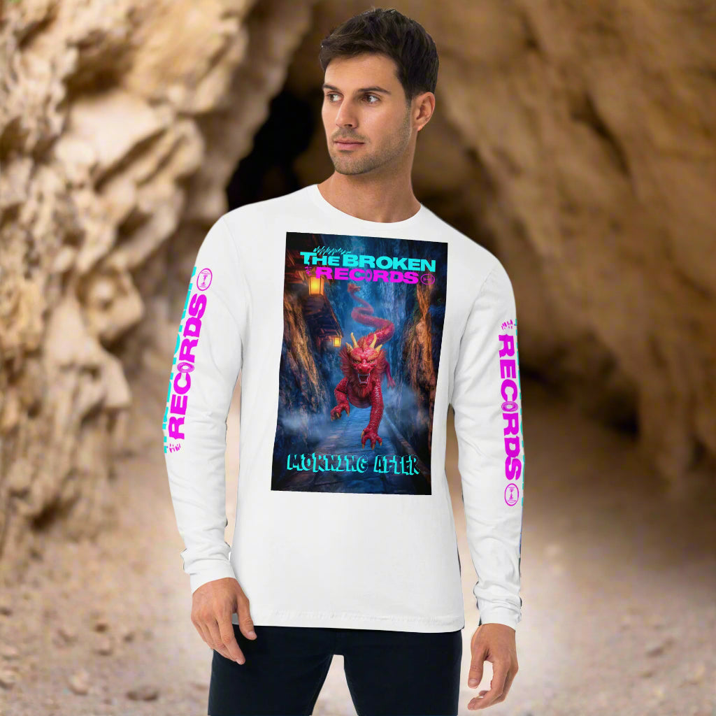 Morning After Red Dragon 3 Long Sleeve Fitted Crew Rock Band T-Shirt - White