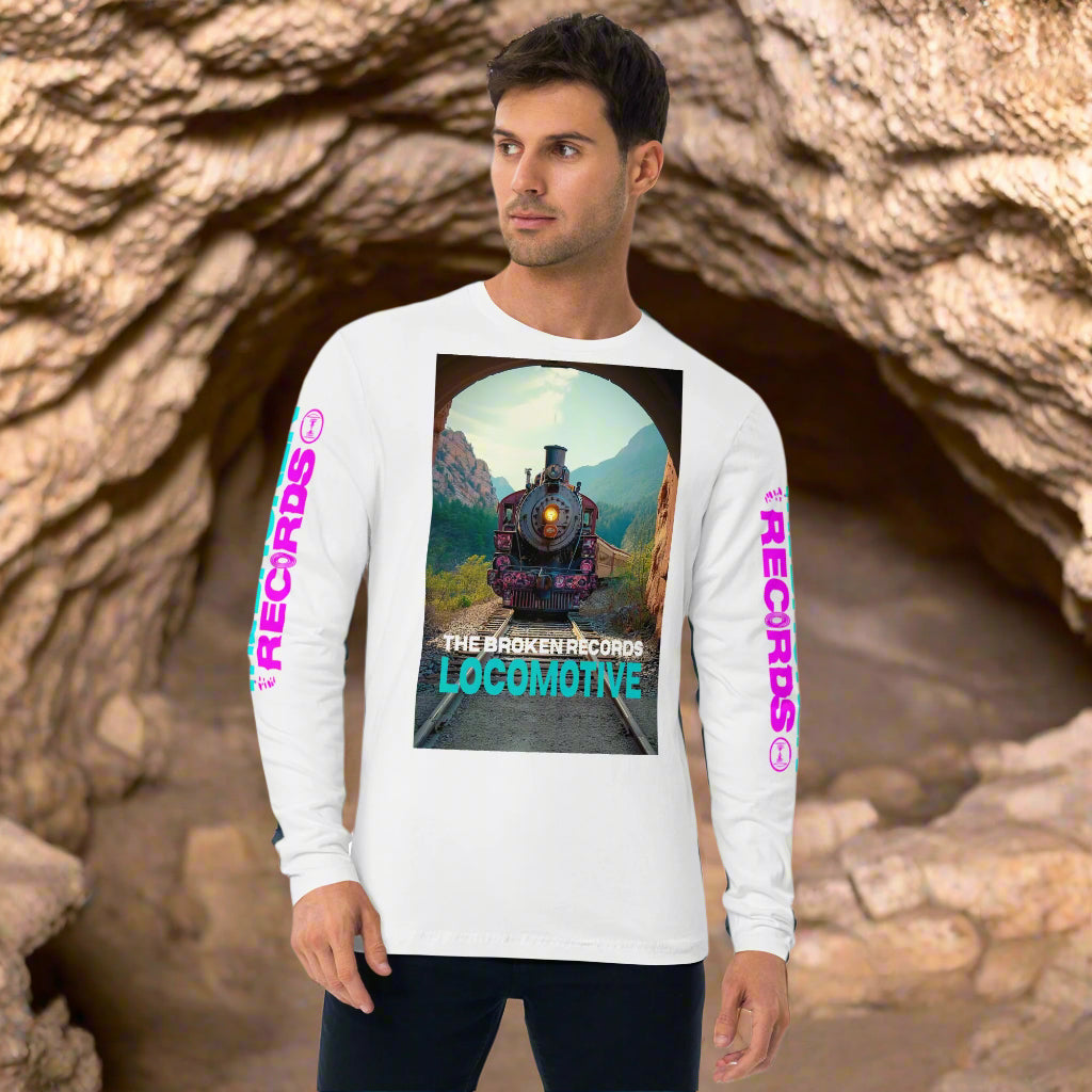 Locomotive Long Sleeve Fitted Crew Rock Band T-Shirt - White