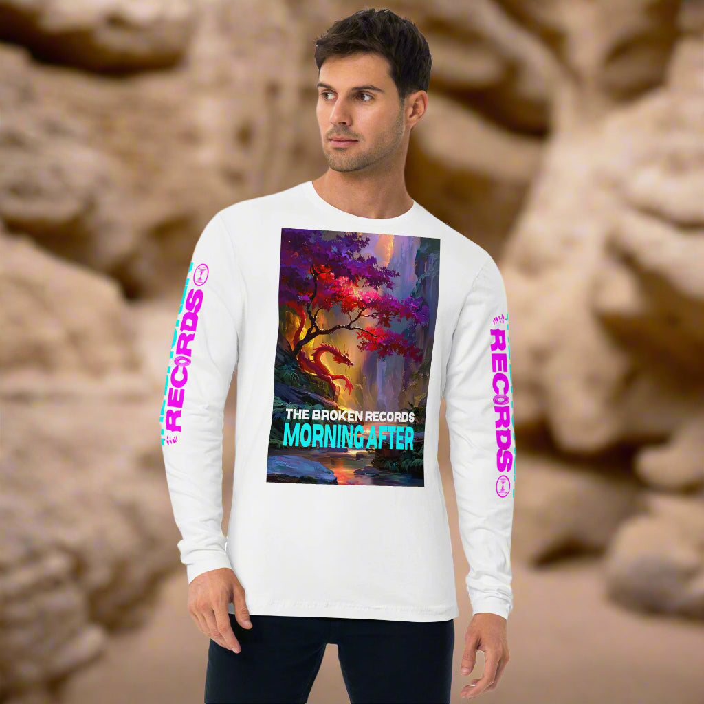 Morning After Red Dragon 1 Long Sleeve Fitted Crew Rock Band T-Shirt - White