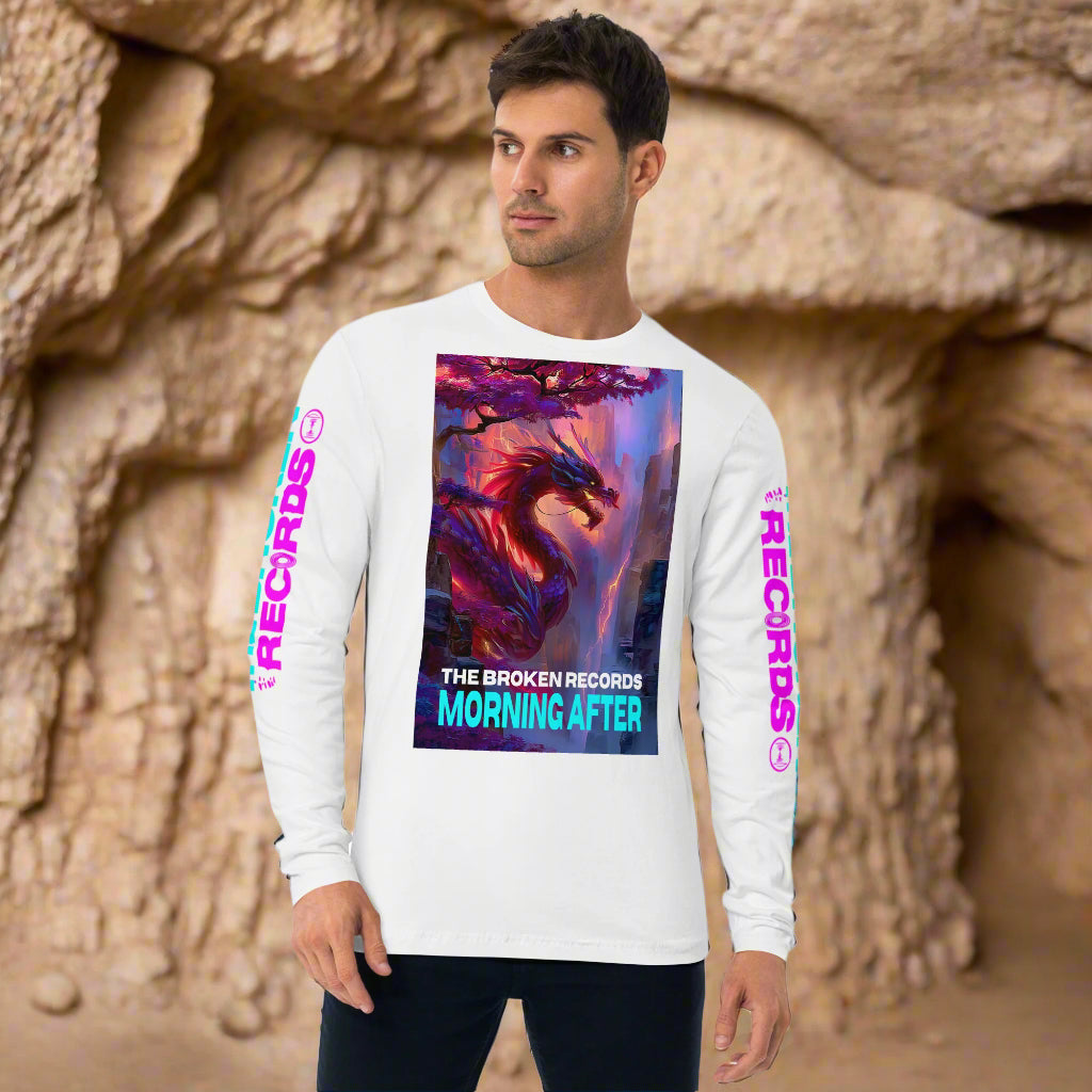 Morning After Red Dragon 2 Long Sleeve Fitted Crew Rock Band T-Shirt - White