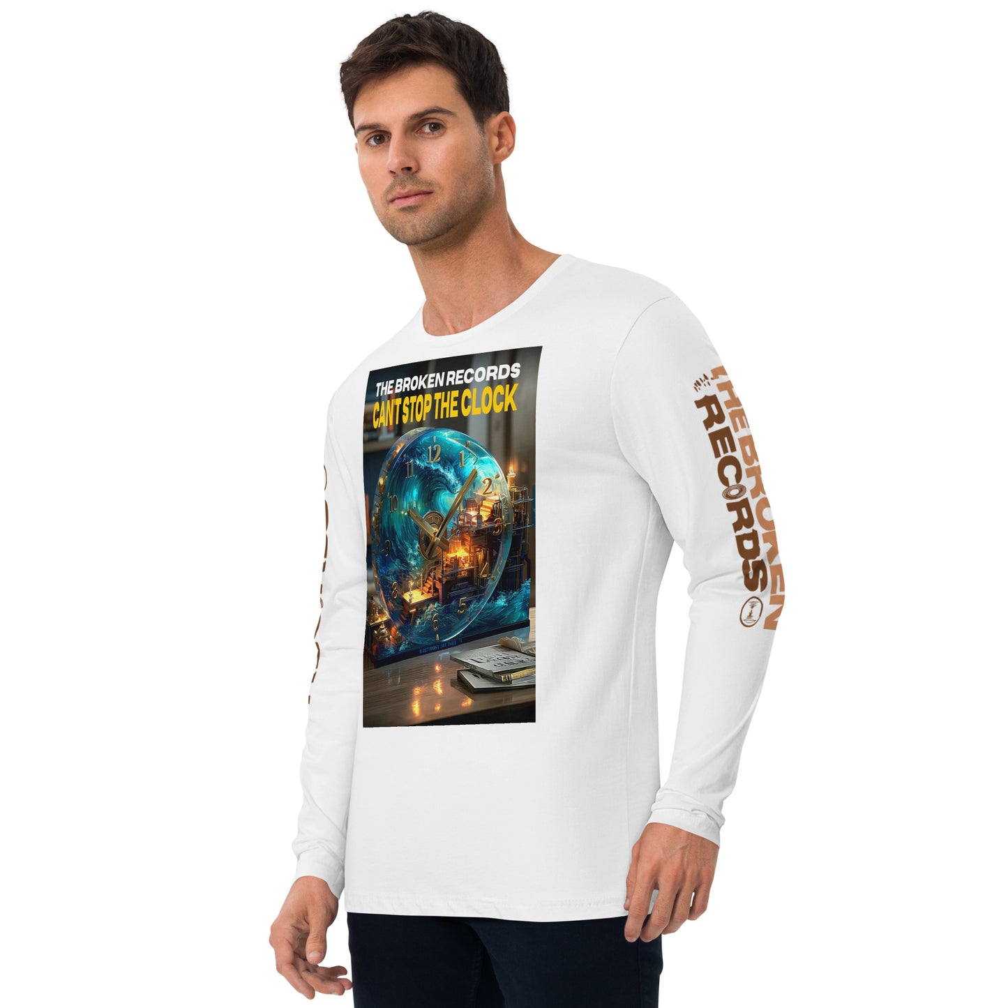 Can't Stop the Clock Long Sleeve Fitted Crew White 