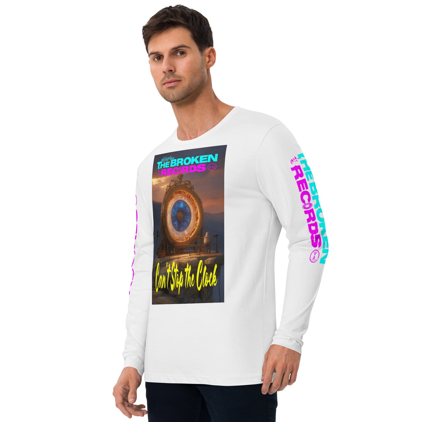 Can't Stop the Clock Long Sleeve Fitted Crew White 