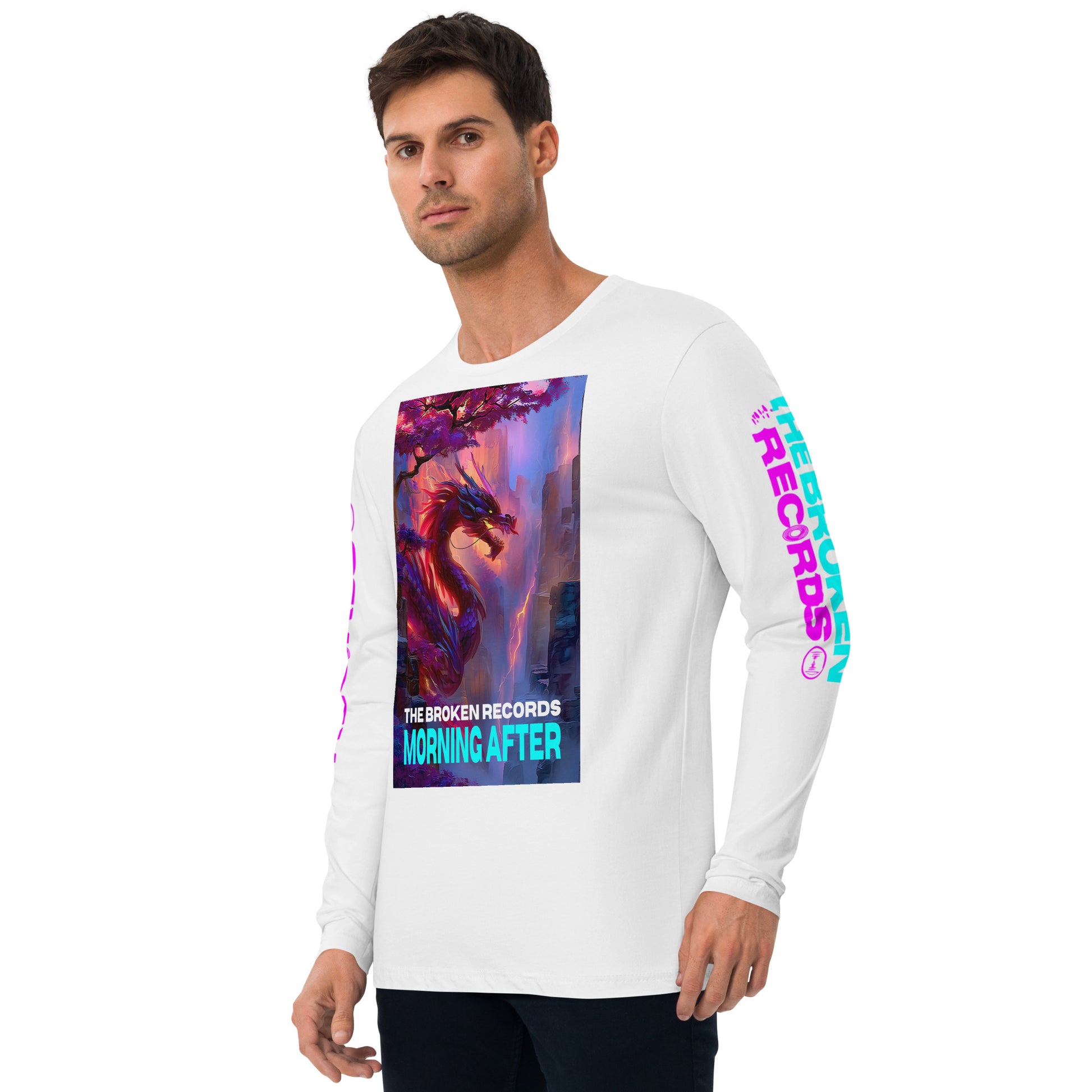 Morning After Red Dragon Long Sleeve Fitted Crew White