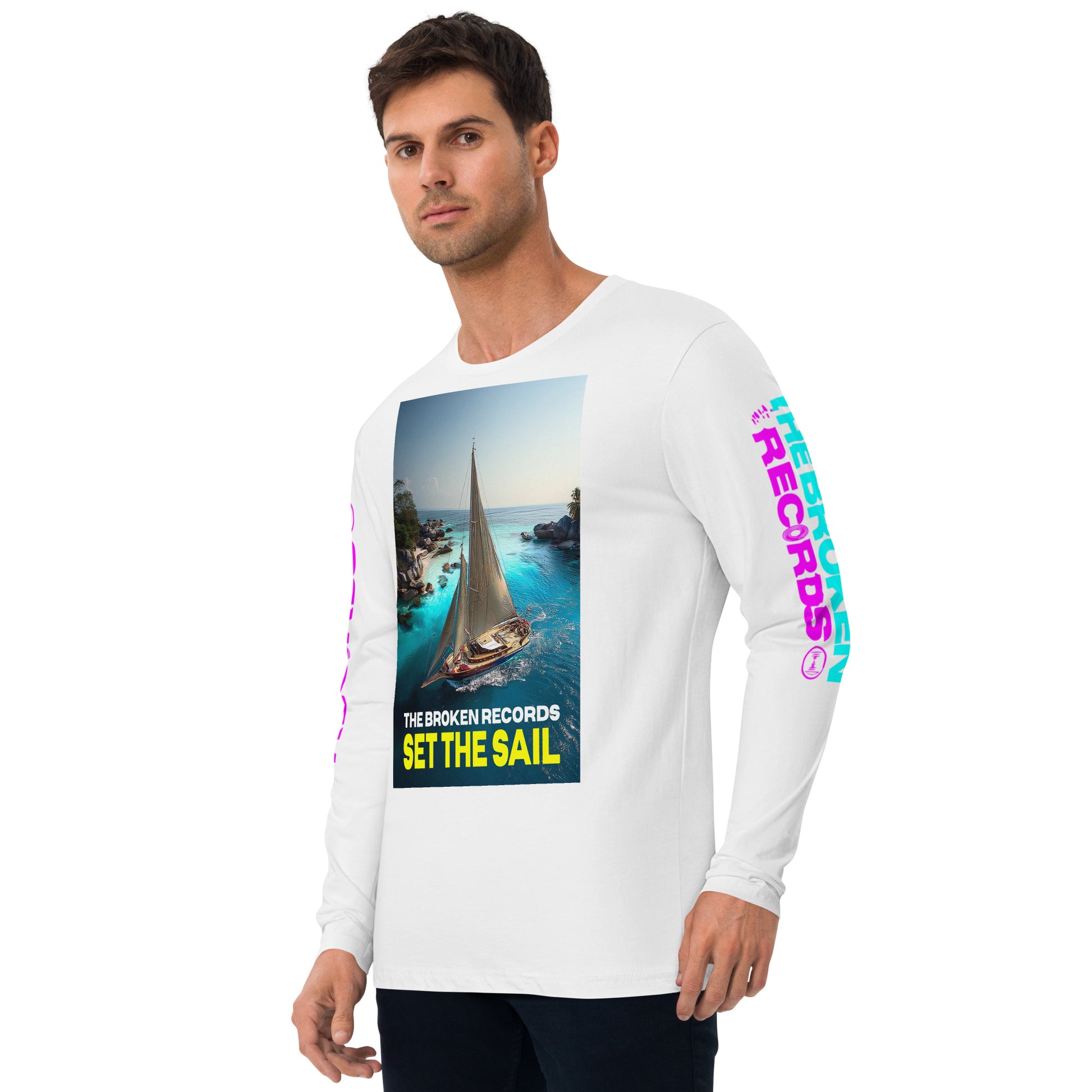 Set the Sail Long Sleeve Fitted Crew White 
