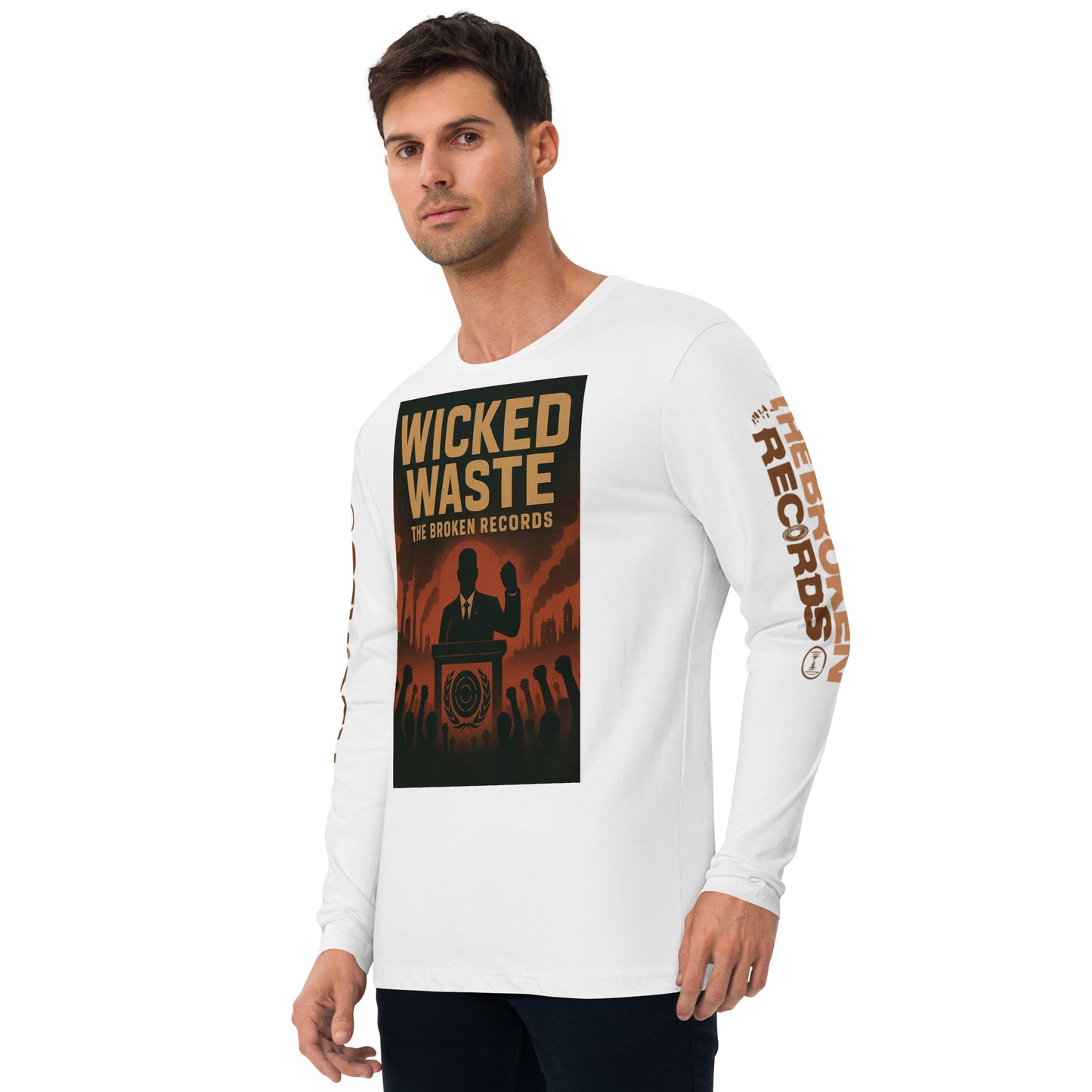 Wicked Waste Long Sleeve Fitted Crew White 