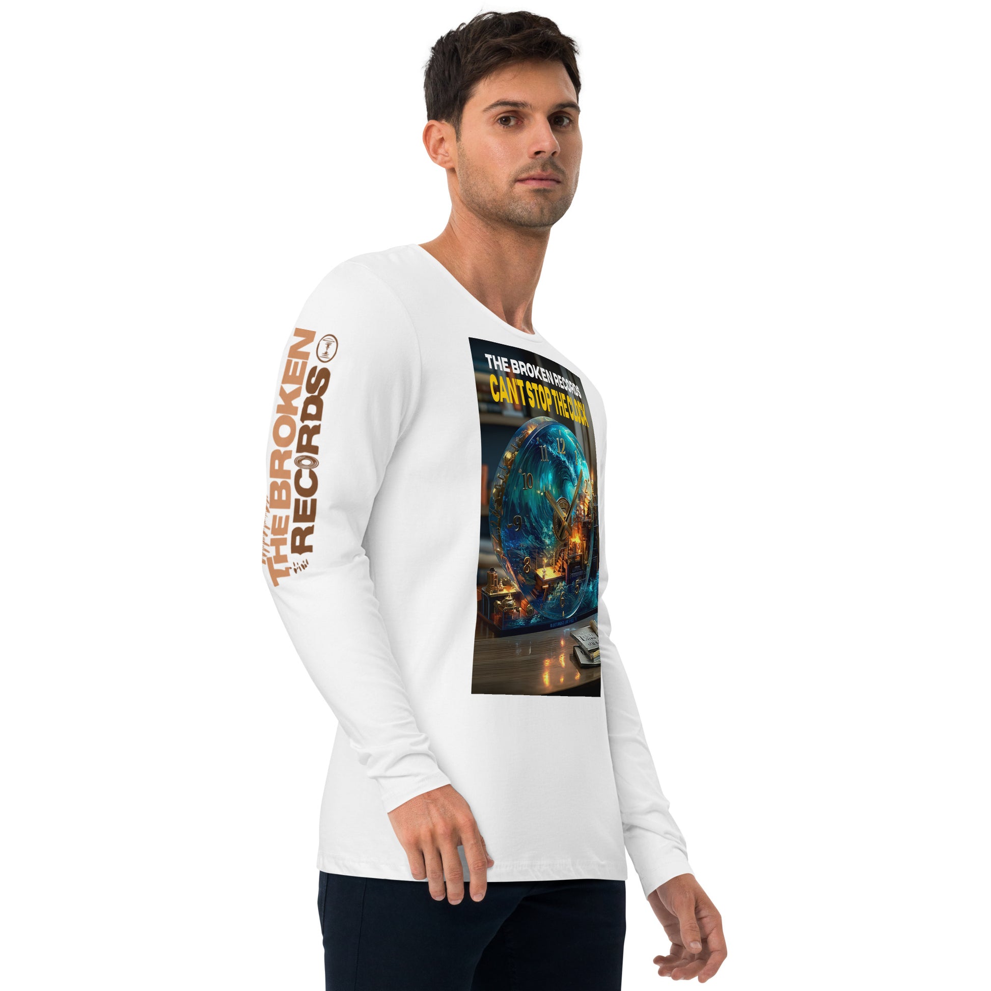 Can't Stop the Clock Long Sleeve Fitted Crew White 