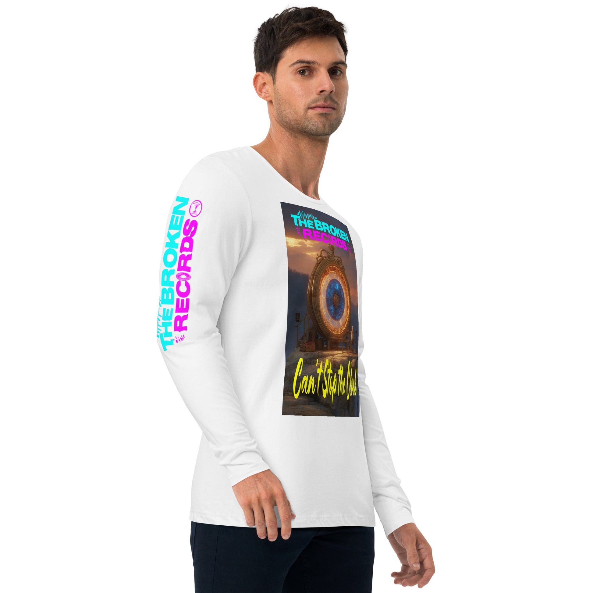 Can't Stop the Clock Long Sleeve Fitted Crew White 