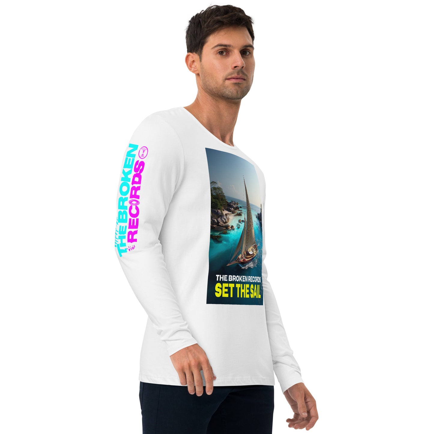 Set the Sail Long Sleeve Fitted Crew White 