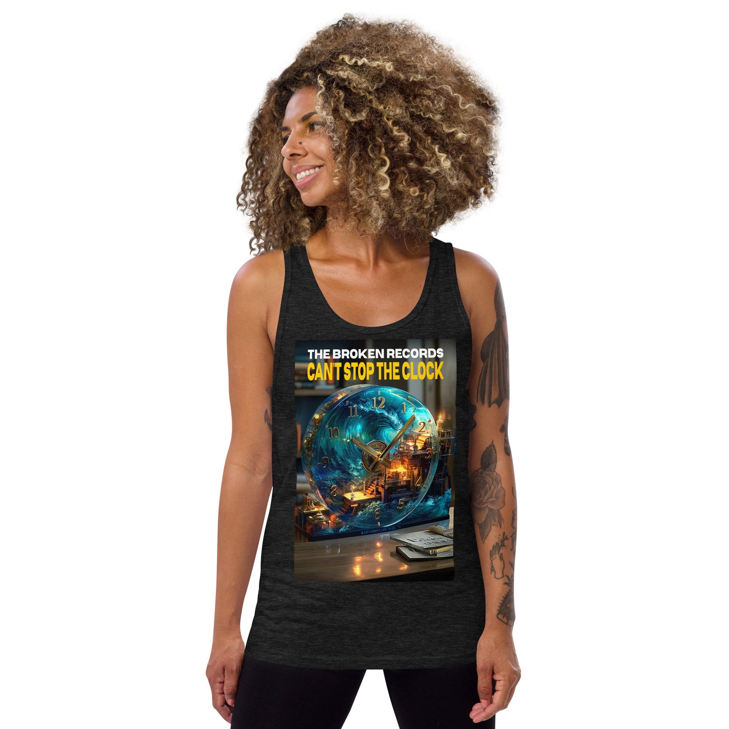 Can't Stop the Clock 1 - Tank Top Charcoal Black 