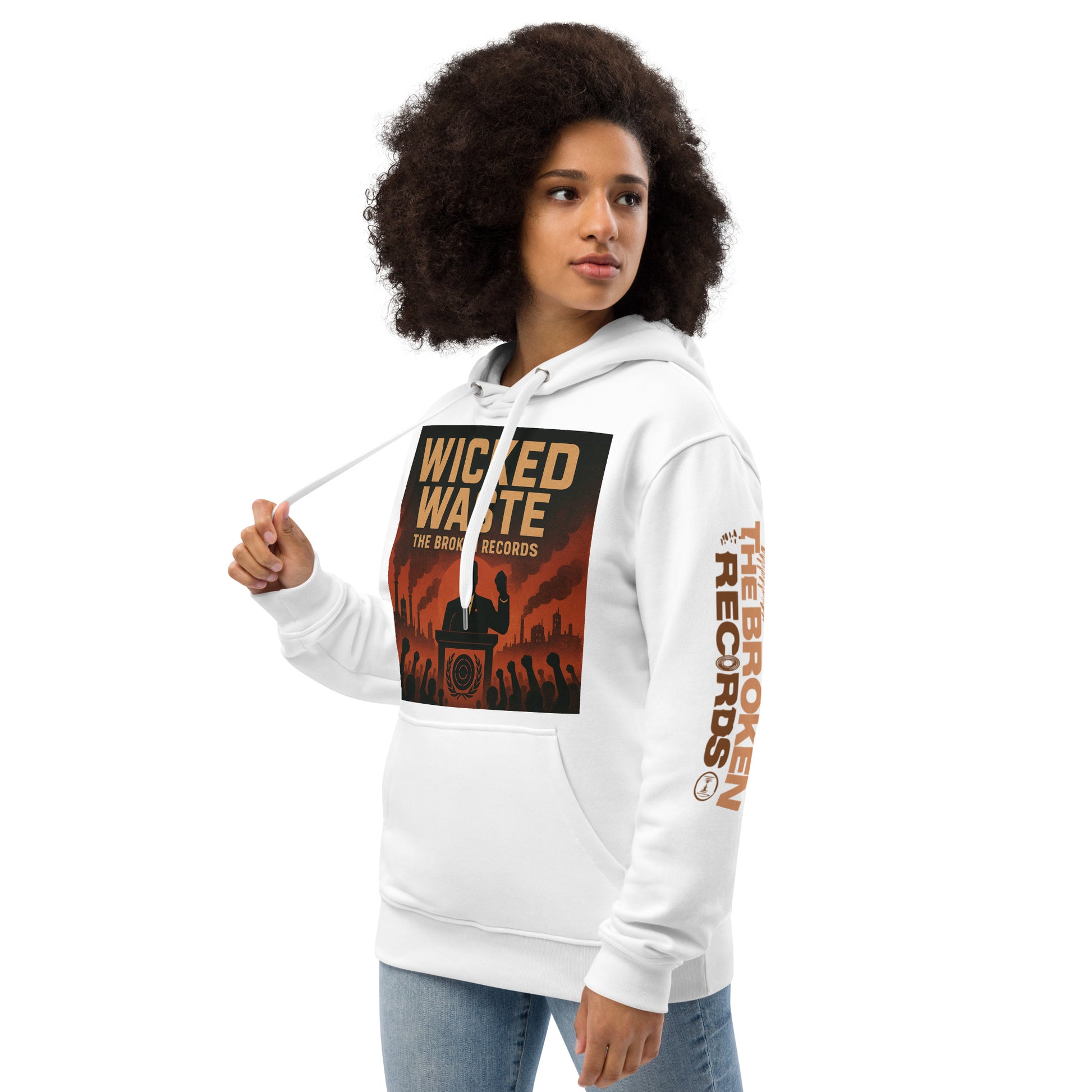 Wicked Waste Premium Eco Hoodie White 