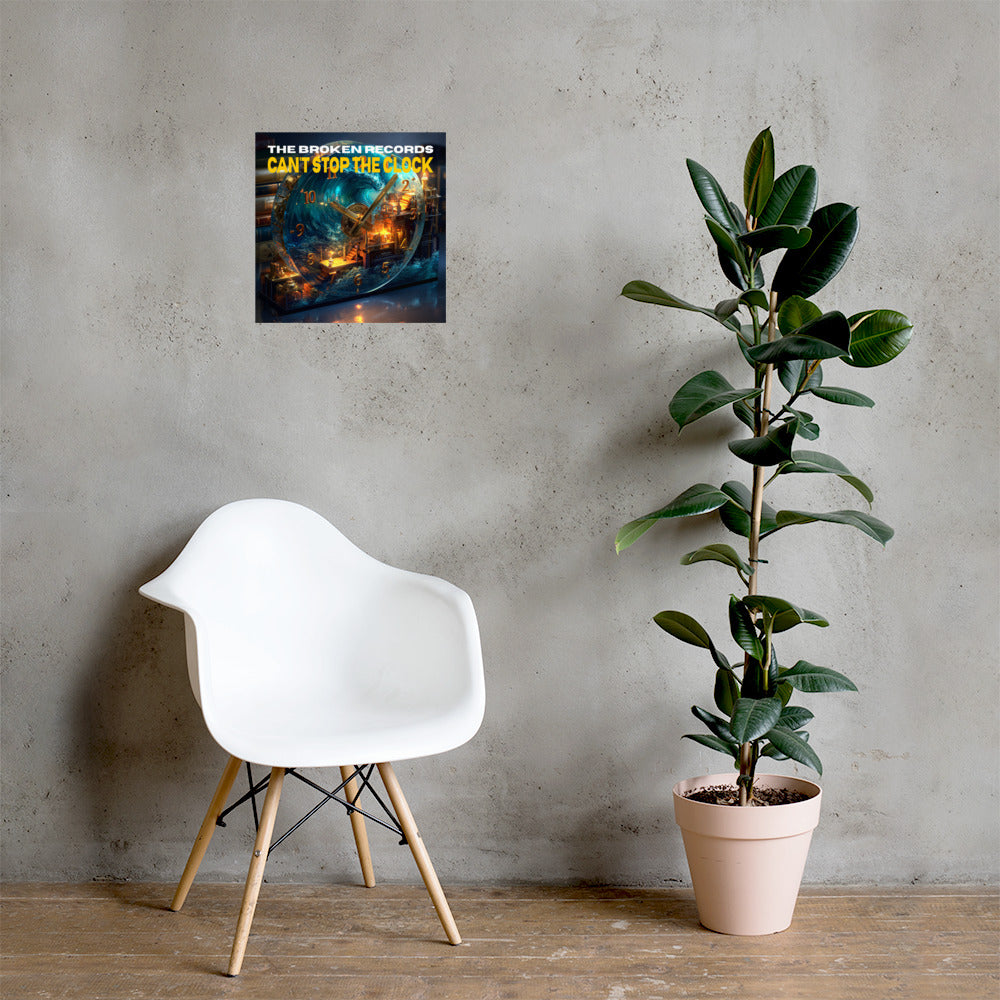 Can’t Stop the Clock Album Art Poster 16” by 16” shown on the wall