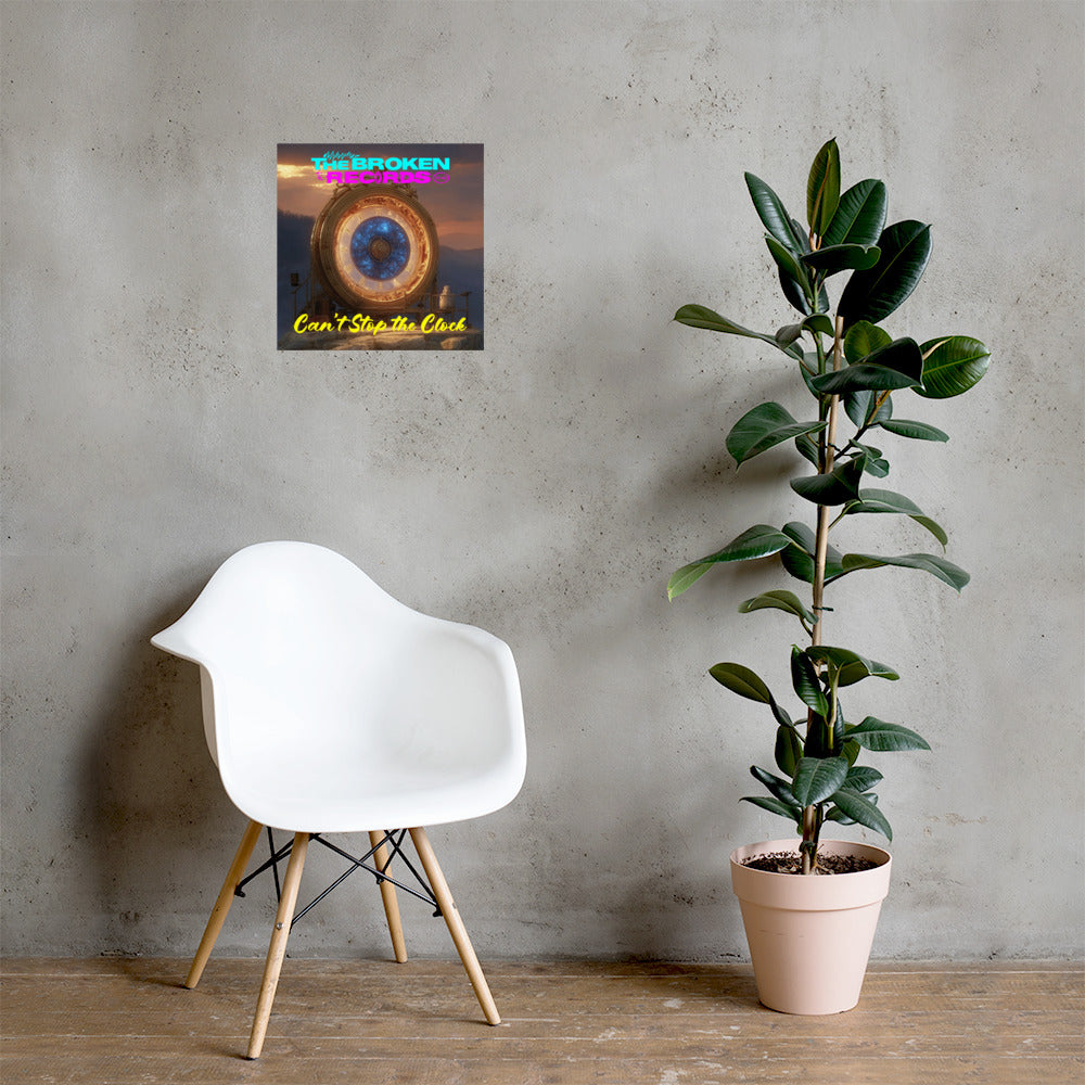 Can’t Stop the Clock Album Art Poster 16” by 16” shown on the wall