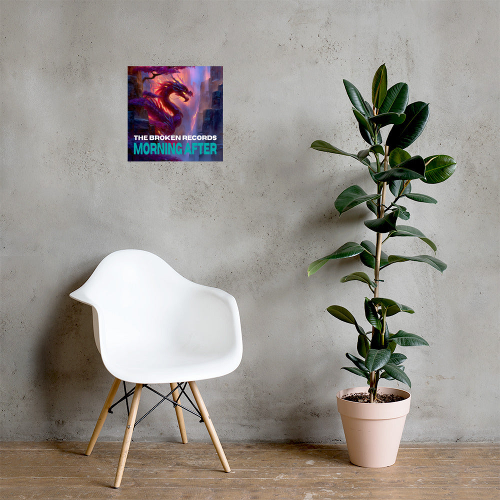 Morning After Album Art Poster 16” by 16” shown on the wall 