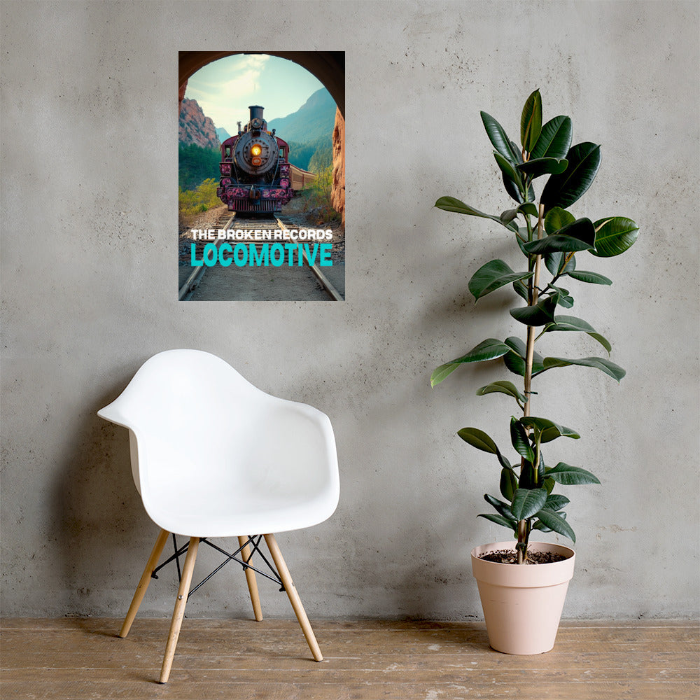 Locomotive Album Art Poster 20” by 30” shown on the wall 