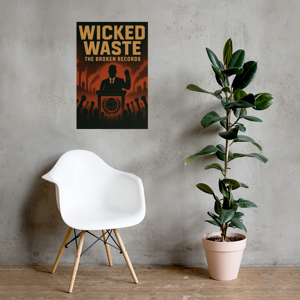 Wicked Waste Album Art Poster 20” by 30” shown on the wall 