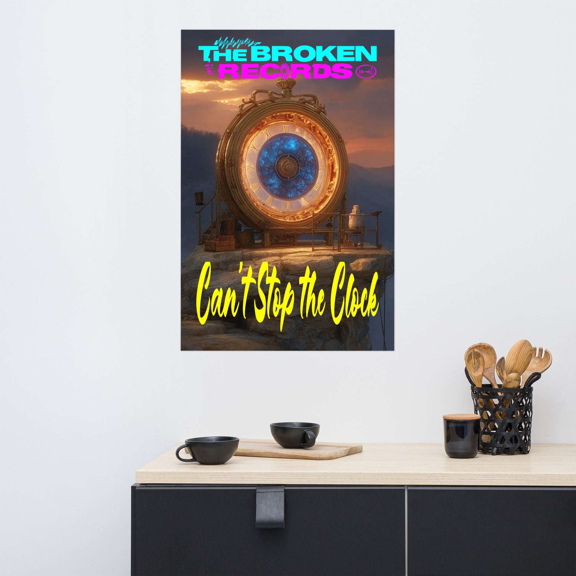 Can’t Stop the Clock Album Art Poster 24” by 36” shown on the wall 