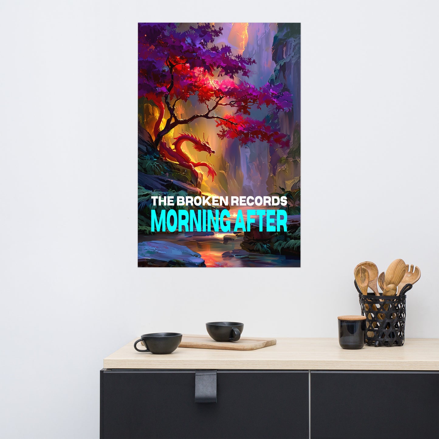 Morning After Album Art Poster 24” by 36” shown on the wall 