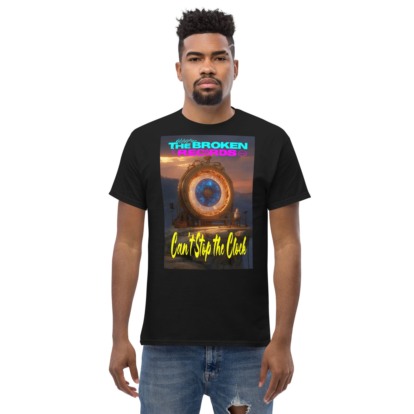 Can’t Stop the Clock Unisex Rock Band T-Shirt - Black 