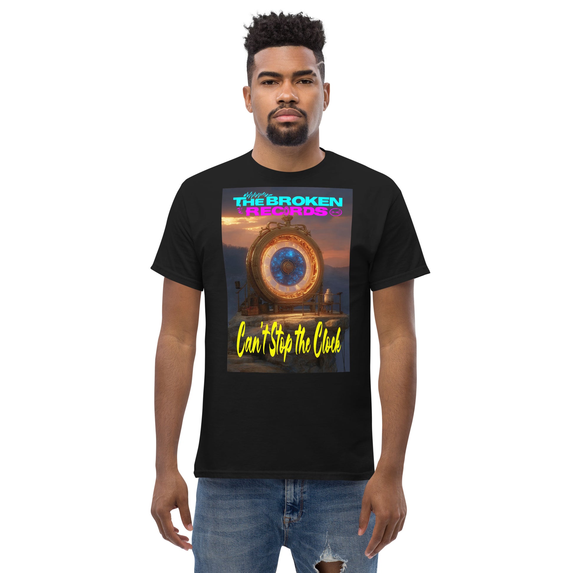 Can’t Stop the Clock Unisex Rock Band T-Shirt - Black 