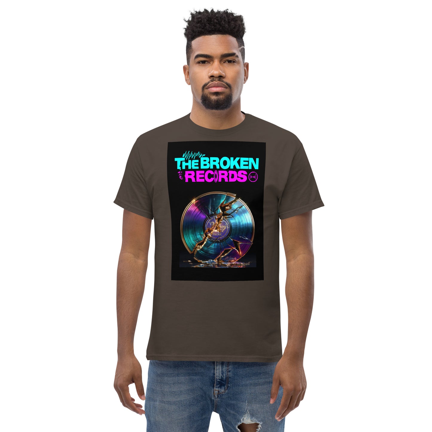 The Broken Records Unisex Rock Band T-Shirt - Dark Chocolate 