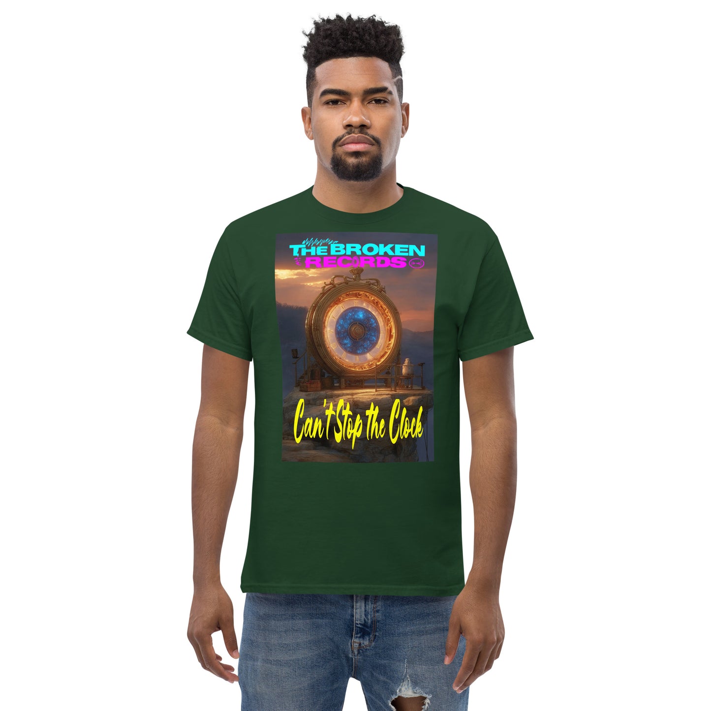 Can’t Stop the Clock Unisex Rock Band T-Shirt - Forest Green