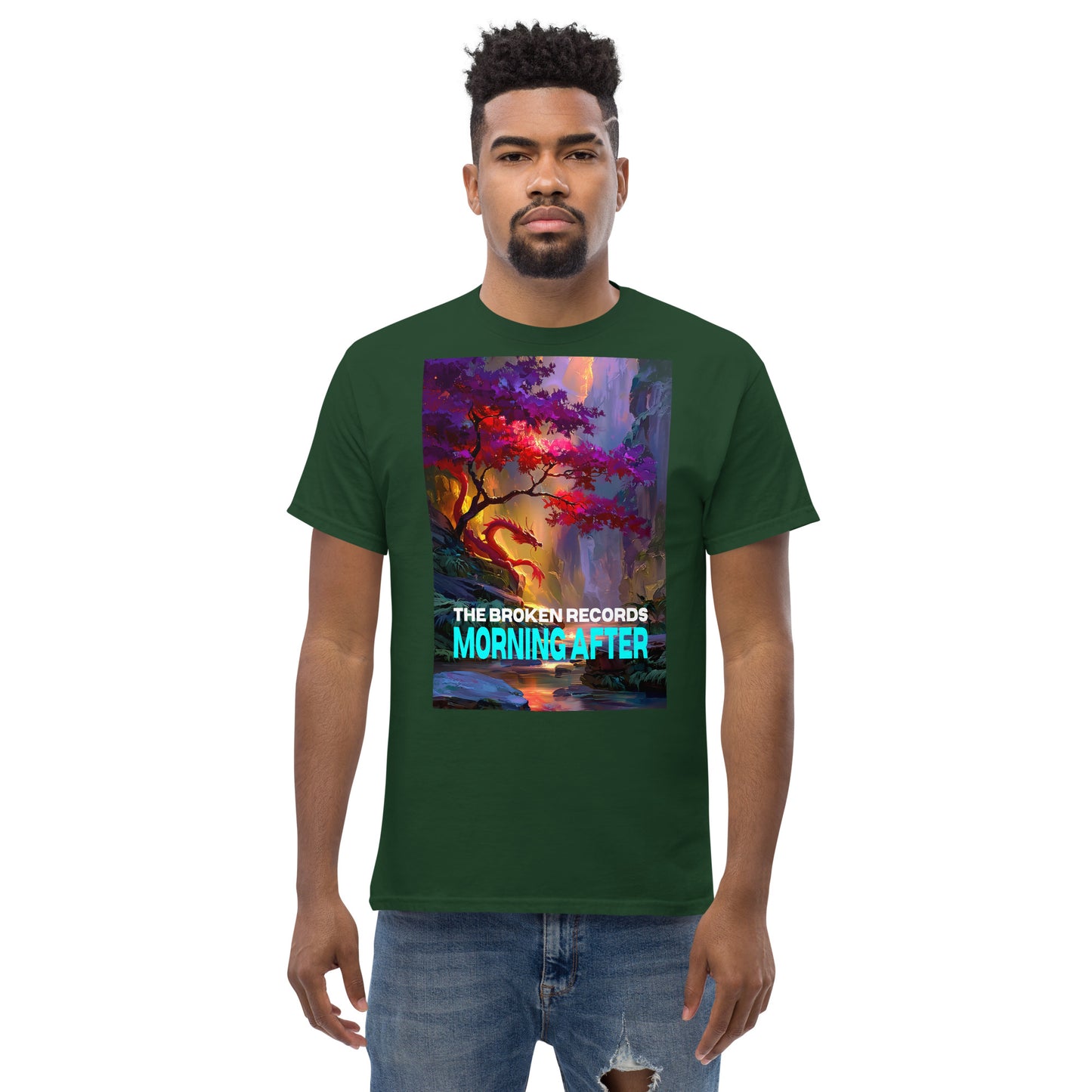 Morning After Red Dragon 1 Unisex Rock Band T-Shirt - Forest Green 