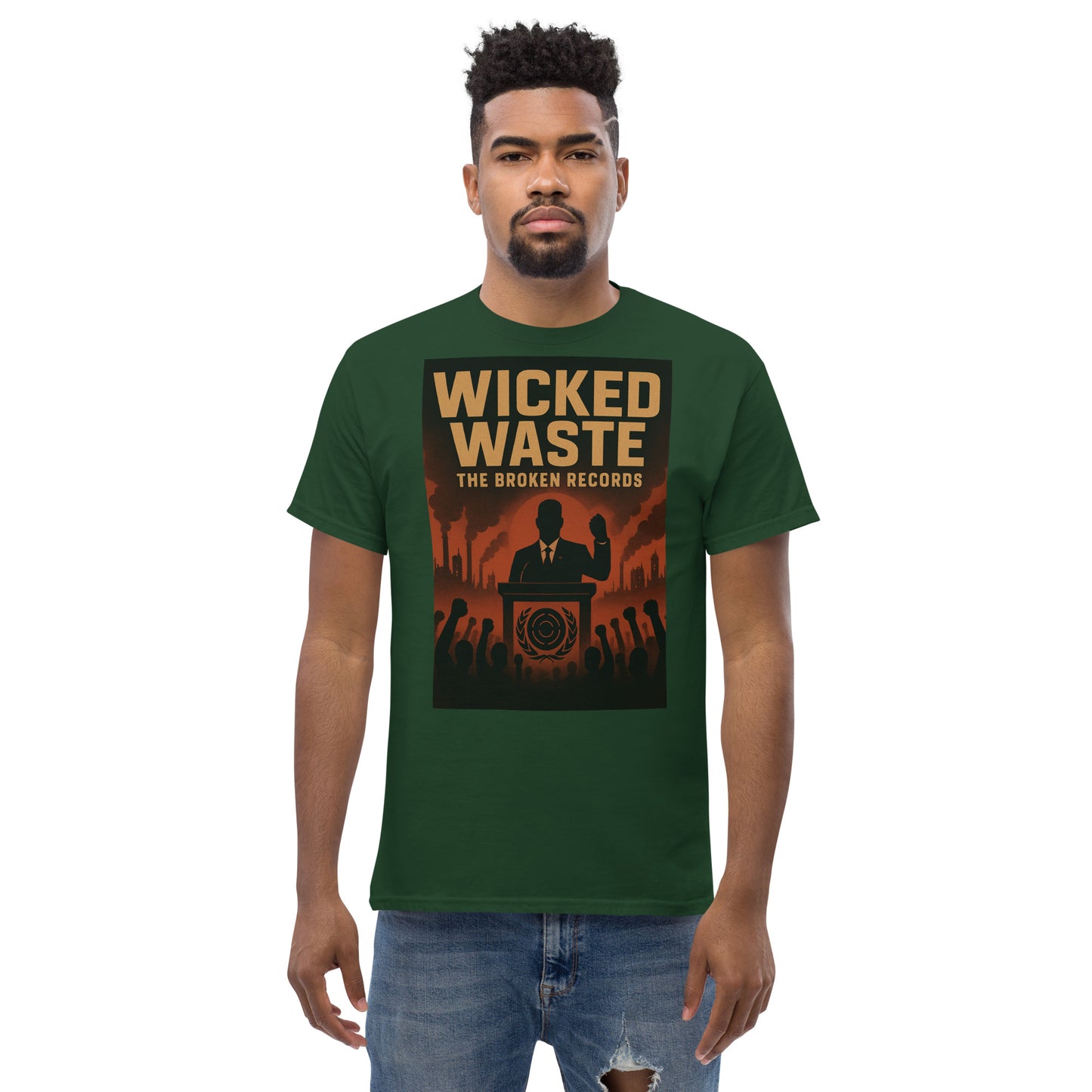 Wicked Waste Unisex Rock Band T-Shirt - Forest Green 