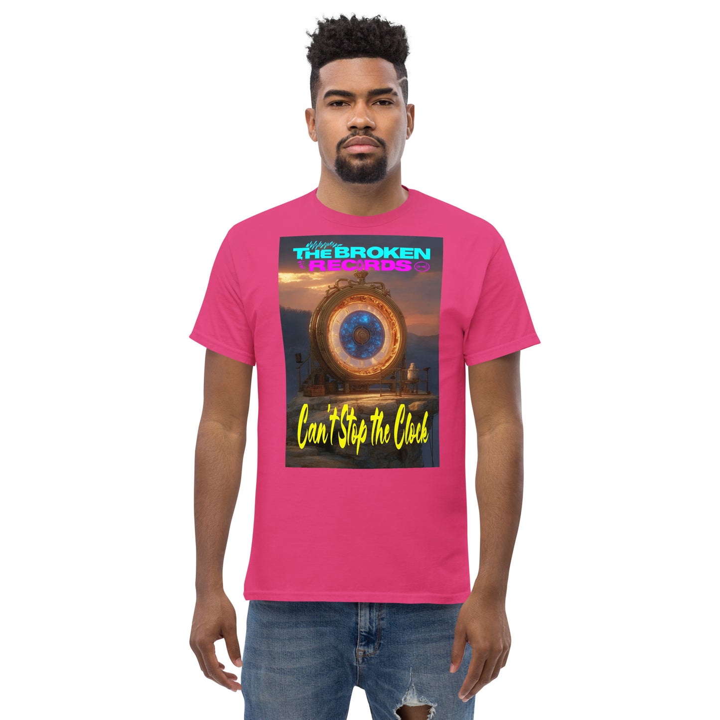 Can’t Stop the Clock Unisex Rock Band T-Shirt - Heliconia